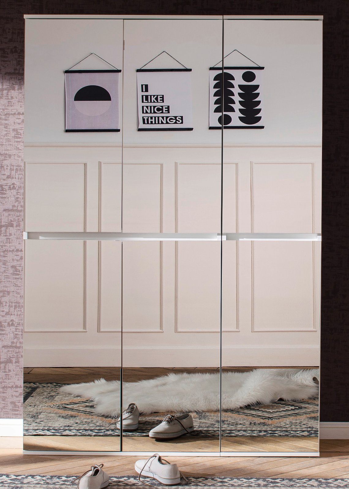 Furn.Design Garderobenschrank Reflect (Schuhschrank in weiß günstig online kaufen