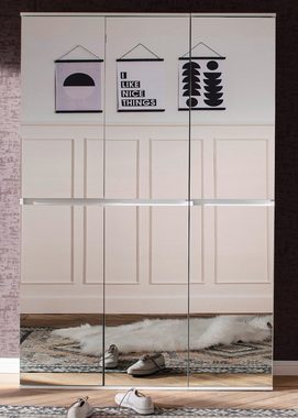 Furn.Design Garderobenschrank Reflect (Schuhschrank in weiß 6-türig, 111 x 191 cm) variable Inneneinteilung, bis zu 18 Fächer