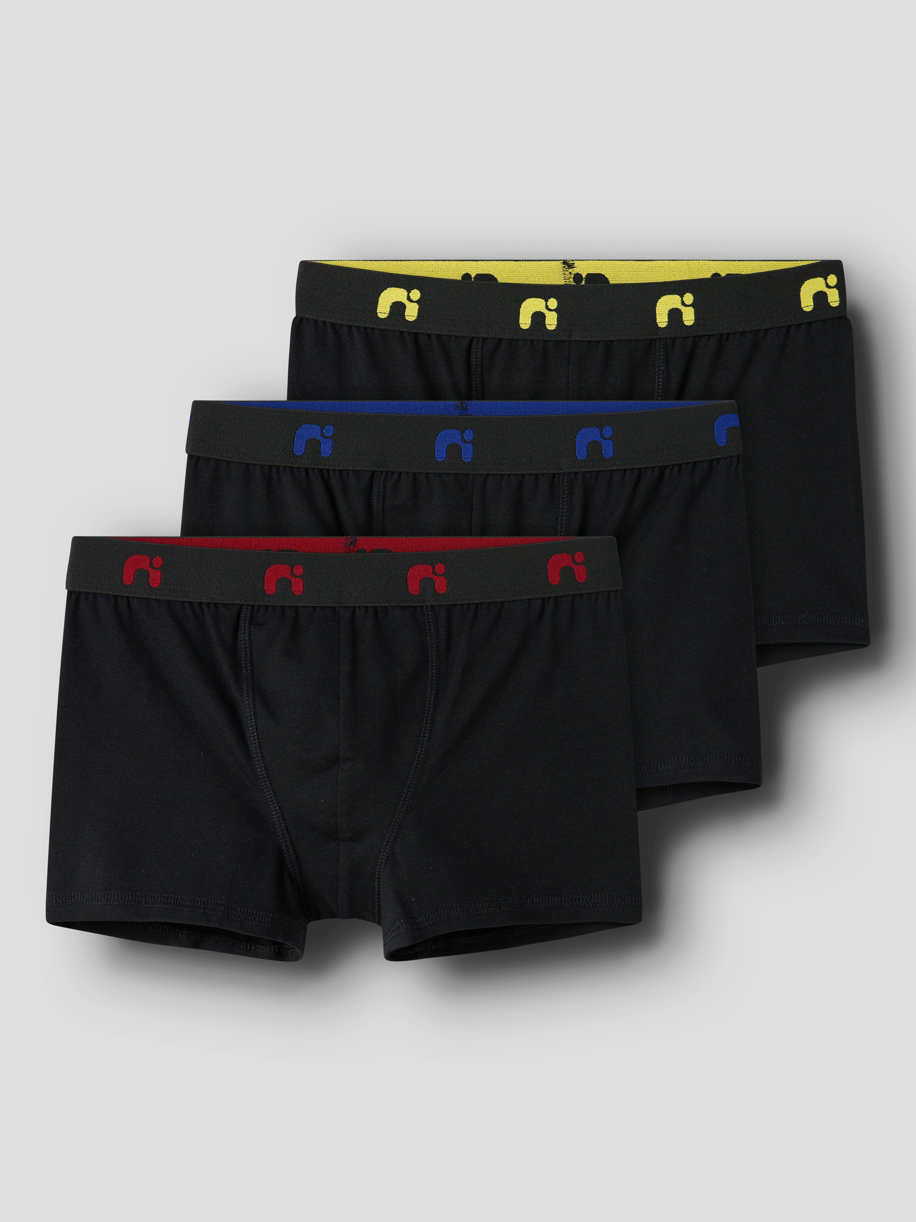 Name It Trunk NKMBOXER 3P (Packung, 3-St) eng, Jersey, Logoschriftzug, angesetztes Bündchen