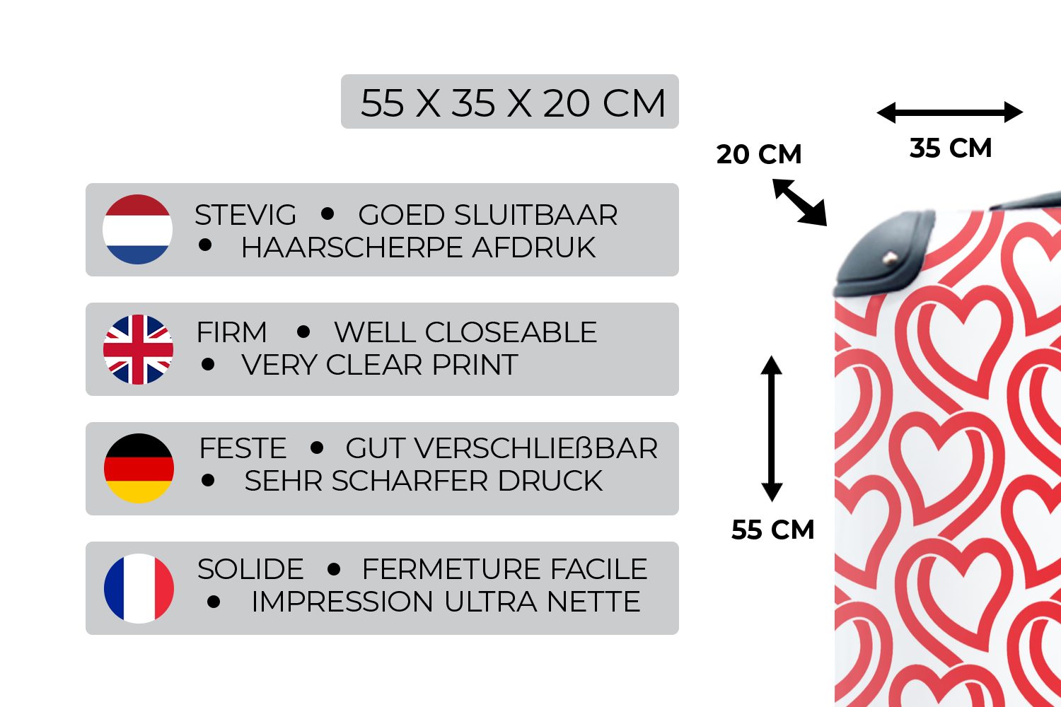 Geschenk, Handgepäckkoffer 4 - Trolley, Linienkunst - Ferien, Reisekoffer Rollen, Valentinstag Romantisches Reisetasche rollen, für mit Handgepäck MuchoWow