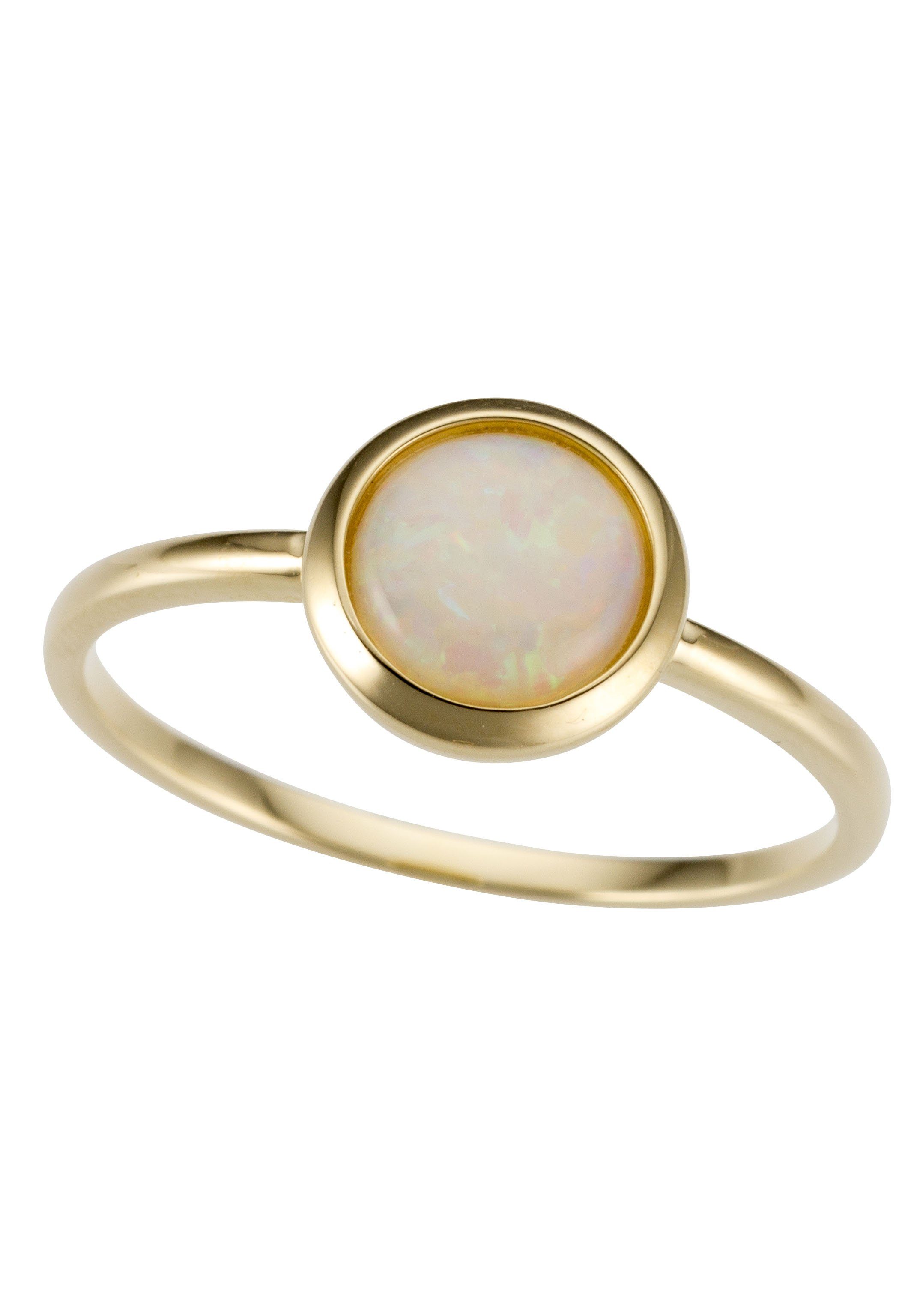 Firetti Goldring Schmuck Geschenk Gold 333 Damenring Goldring Edelstein Farbstein Opal, zu Kleid, Shirt, Jeans, Sneaker! Anlass Geburtstag Weihnachten