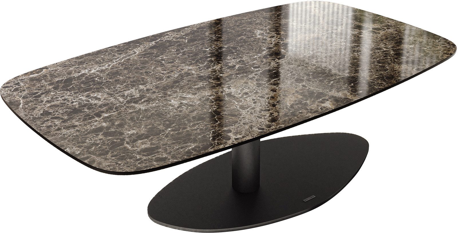 DELIFE Couchtisch Edge, Boot 120x70 cm Keramik Emperador Extra Lucidato Dunkelbraun Vibany Met