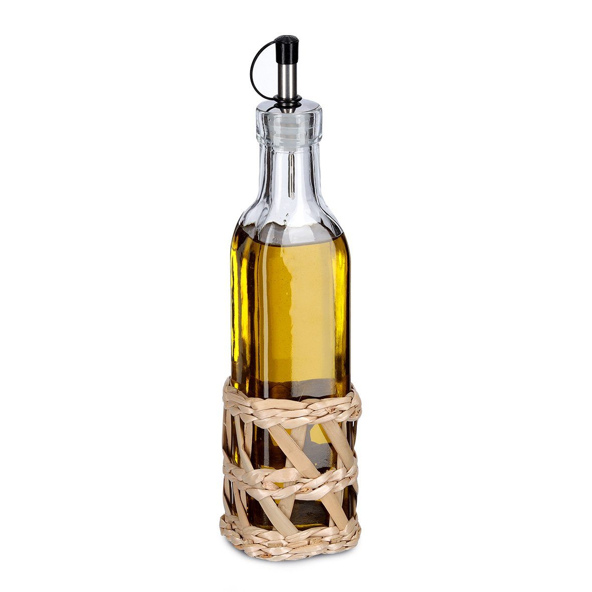Zeller Present Wäschekorb Essig-/Ölflasche 24,5 6,2 Flaschenöffnung praktischem mit x Verschluss Glas, 280 cm, Ausgießer inklusive ml, Ø ca. \