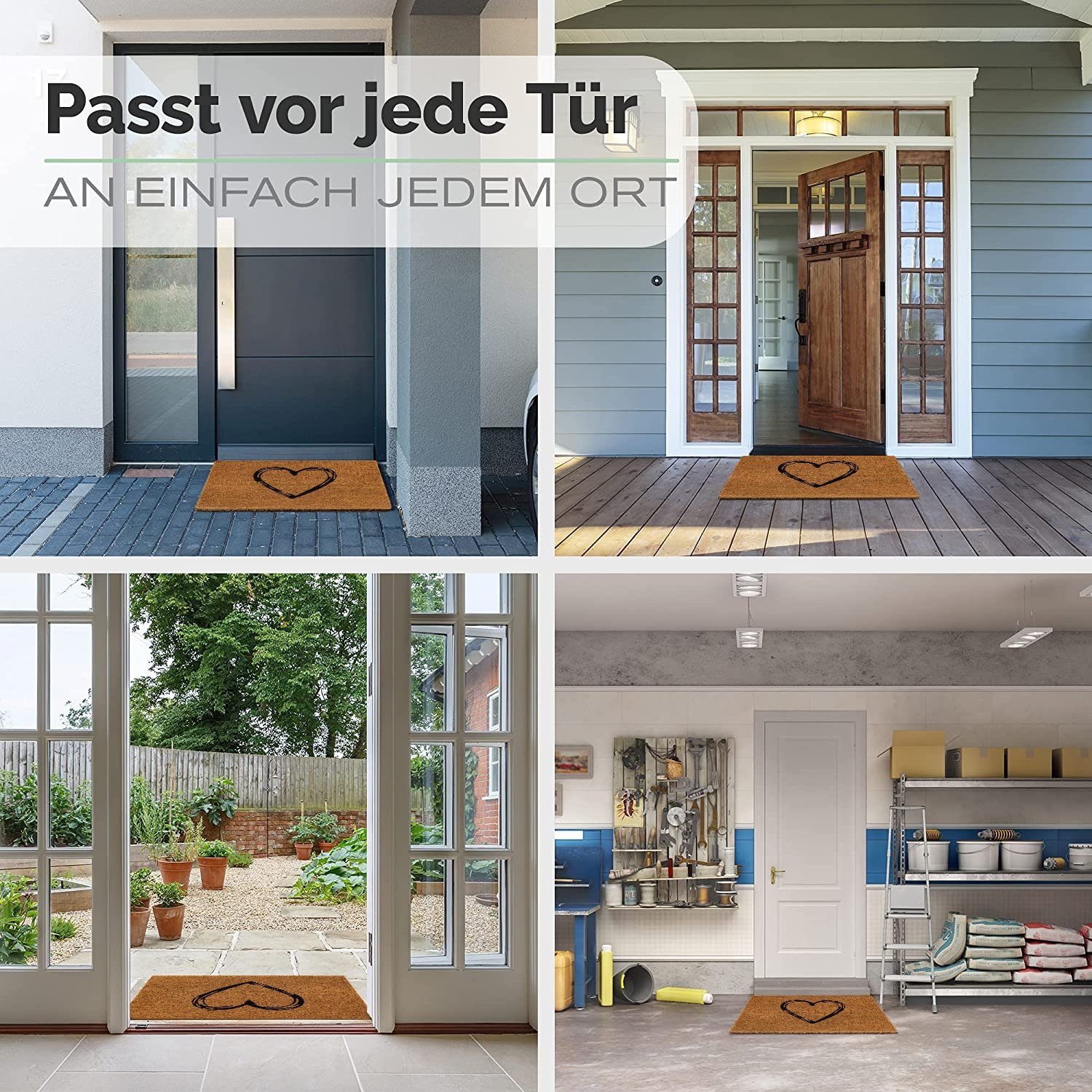 Entrando Fußmatte Kokosfußmatte, Rechteckig, Höhe: 15 mm, Rutschfest, Wetterfest, Robust, Antistatisch, Pflegeleicht