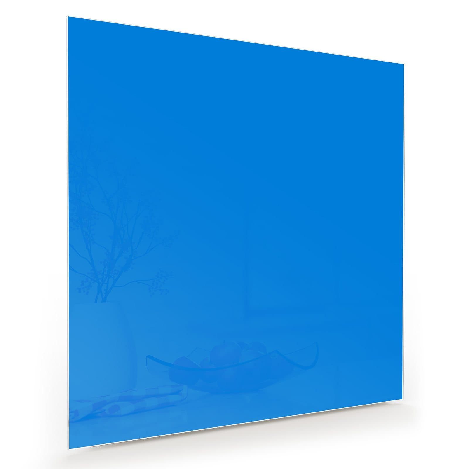 Primedeco Glasbild Wandbild Quadratisch Hellblauer Hintergrund I mit Aufhängung, Einfarbige Designs (21 verschiedene Größen, 1 St), Elegante Aufhängung