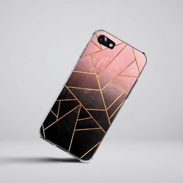 DeinDesign Handyhülle Farbverlauf Geometric Gold & Kupfer Pink And Black Stone Gold Print, Apple iPhone 8 Silikon Hülle Bumper Case Handy Schutzhülle