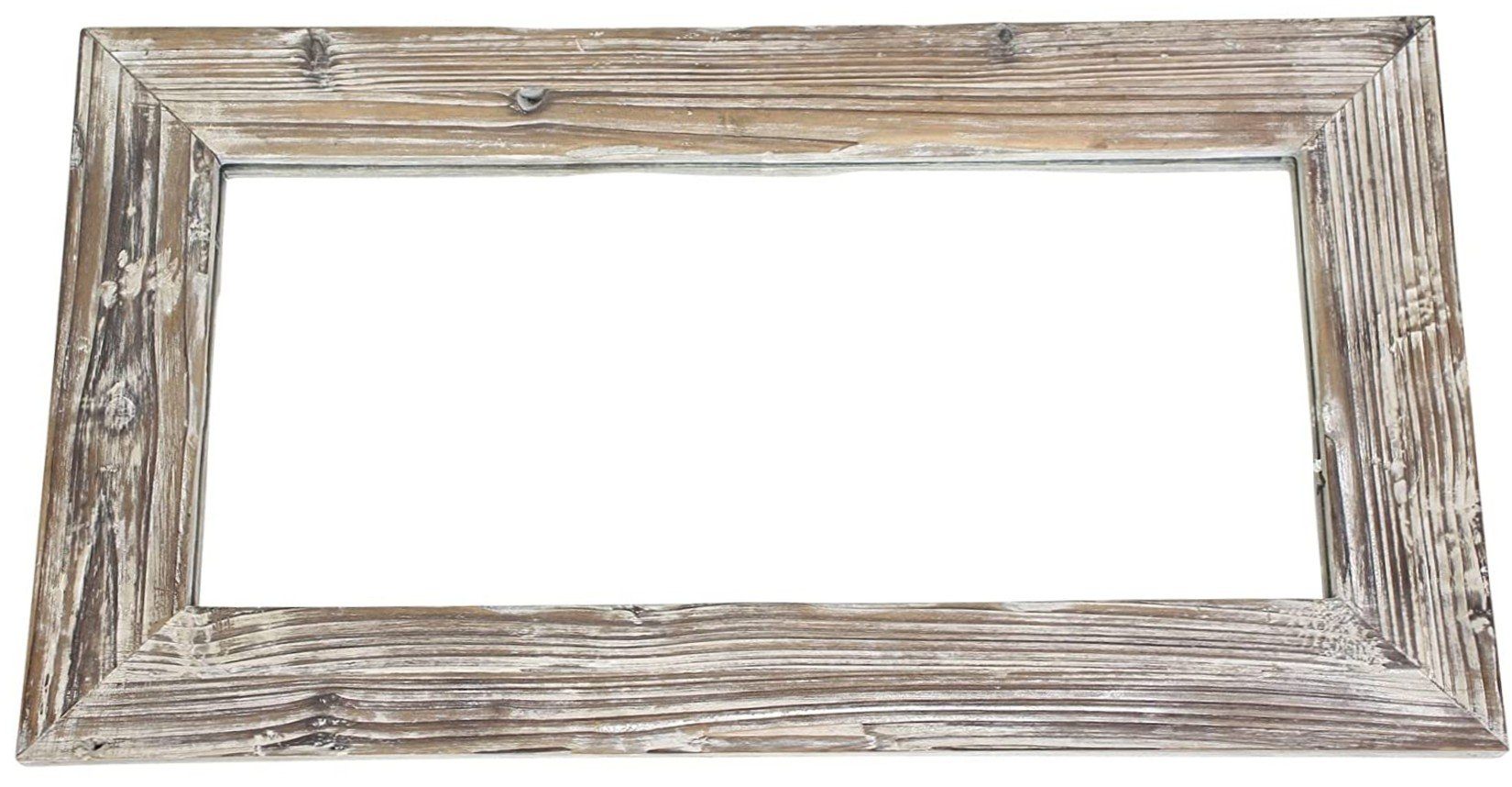 Dekoleidenschaft Wandspiegel "Rustikal" natur, Holzrahmen Flurspiegel Dekospiegel, Barspiegel, quer, cm 66x36 hängend, zum Aufhängen mit Garderobenspiegel
