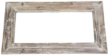 Dekoleidenschaft Wandspiegel "Rustikal" 66x36 cm zum Aufhängen mit Holzrahmen natur, Dekospiegel, quer, Flurspiegel hängend, Barspiegel, Garderobenspiegel