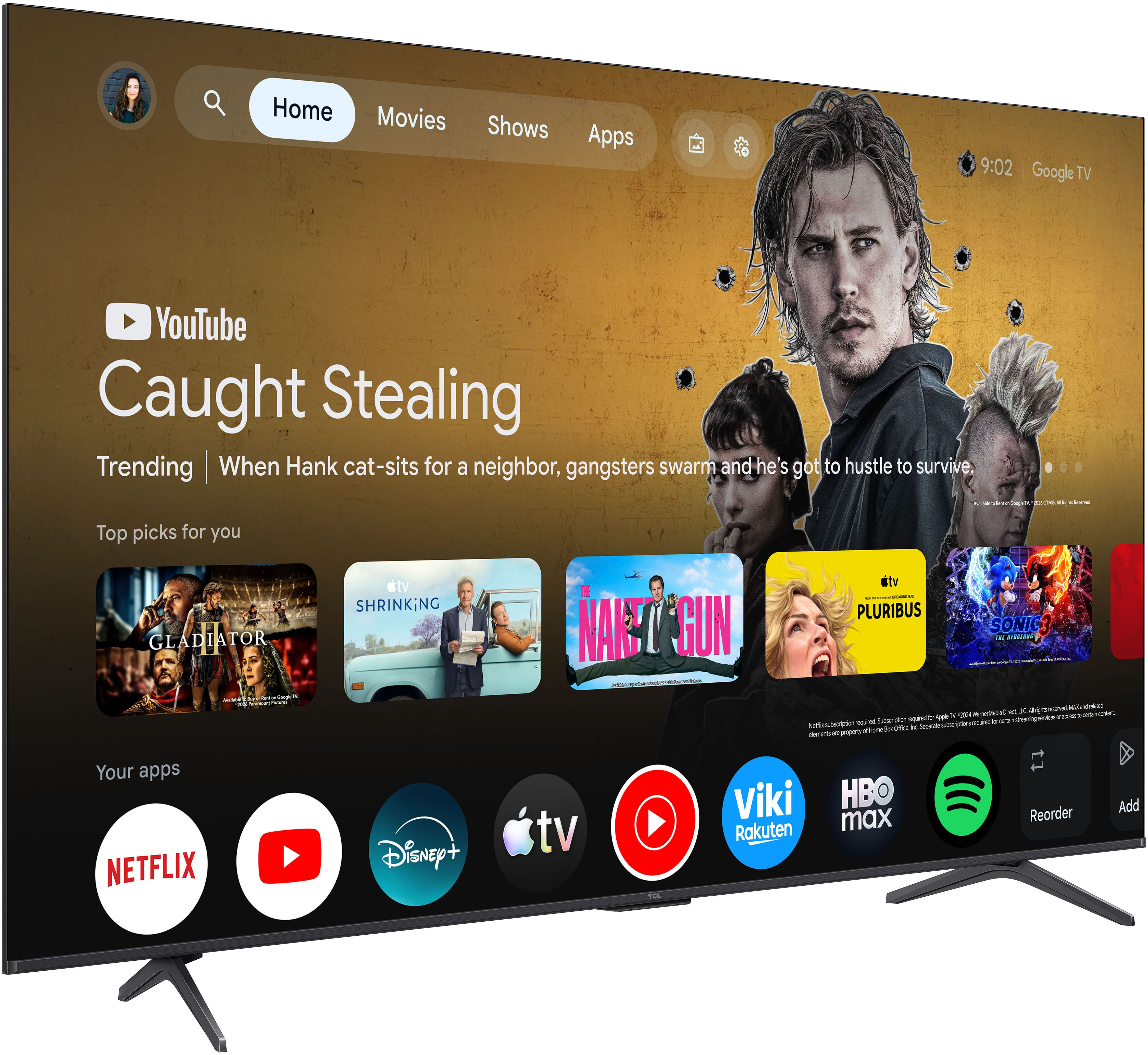 TCL 75T8D Mini-LED-Fernseher (189 cm/75 Zoll, 4K Ultra HD, Smart-TV, Google TV, QD-Mini LED, AiPQ Pro Prozessor, 144Hz, ONKYO 2.1, Apple AirPlay 2)
