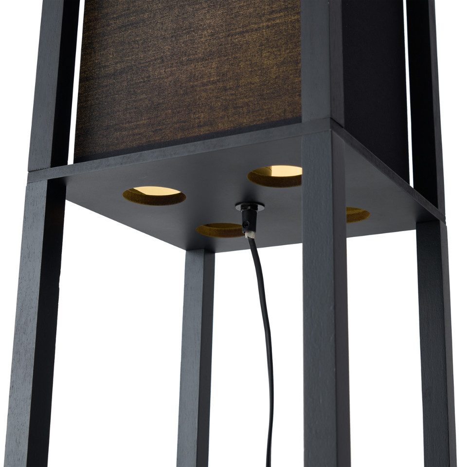 Qazqa Stehlampe Stojan, LED wechselbar, E27, Schwarz, Modern, Holz, 1-flammig