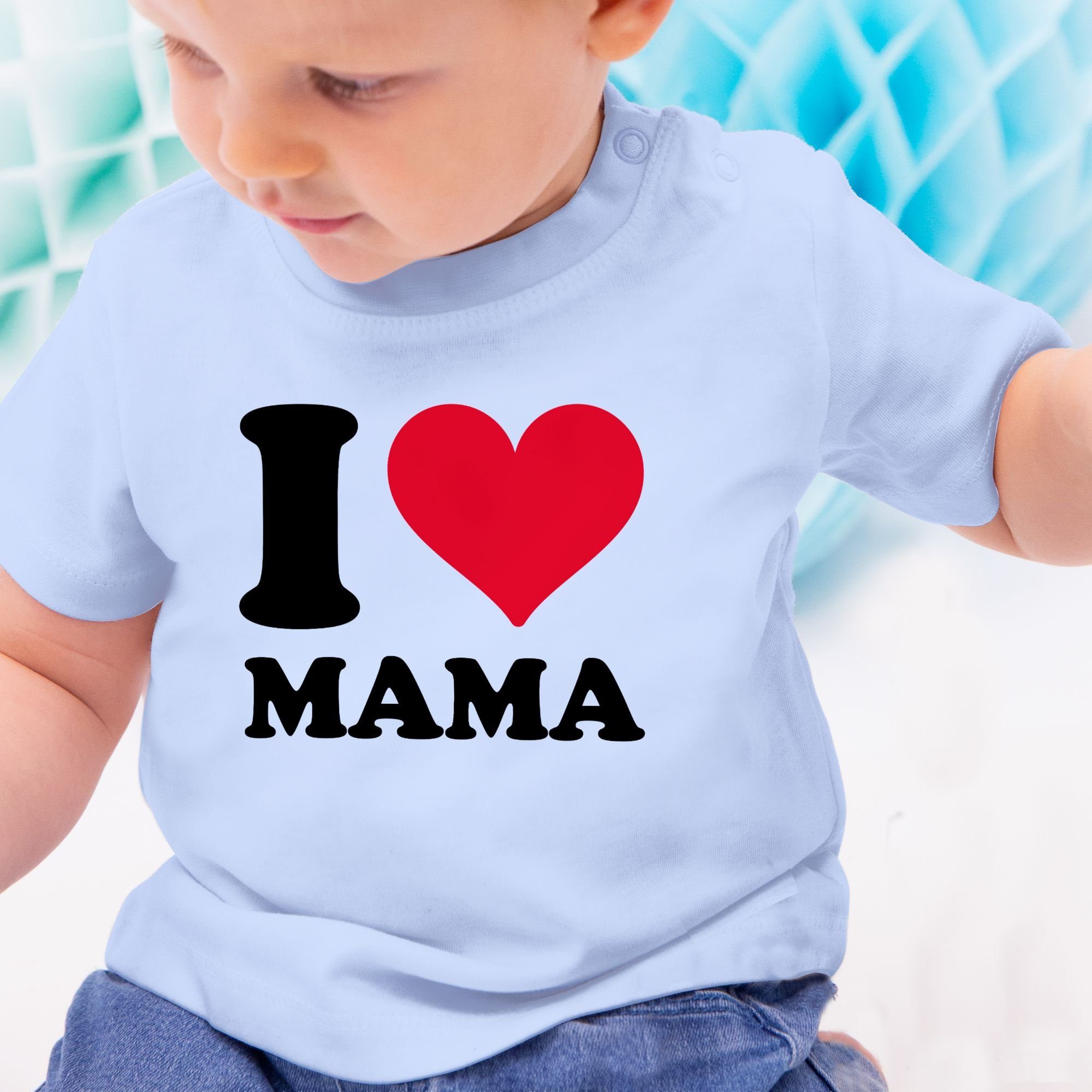 Shirtracer T-Shirt I Love Babyblau Muttertagsgeschenk 3 Mama