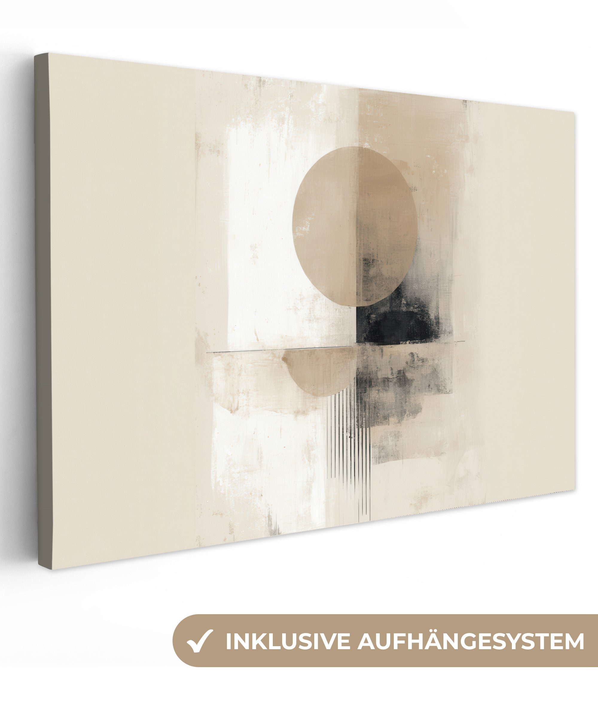 OneMillionCanvasses® Leinwandbild Kreis - Zusammensetzung - Tiefe - Beige, günstig online kaufen