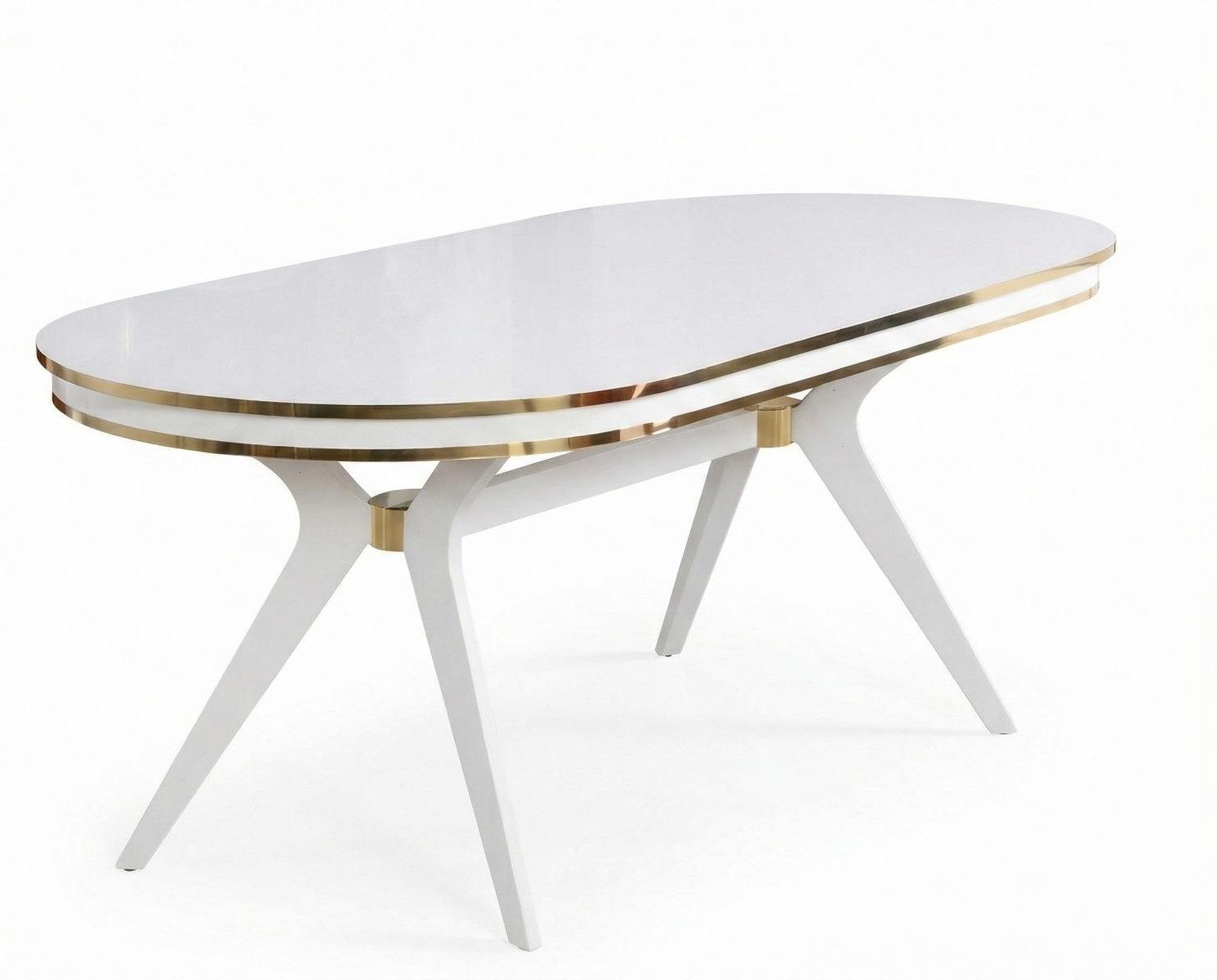 Xlmoebel Esstisch Moderner ovaler Esstisch in Weiß aus Holz für komfortables Essen (1-teilig), Made in Europa