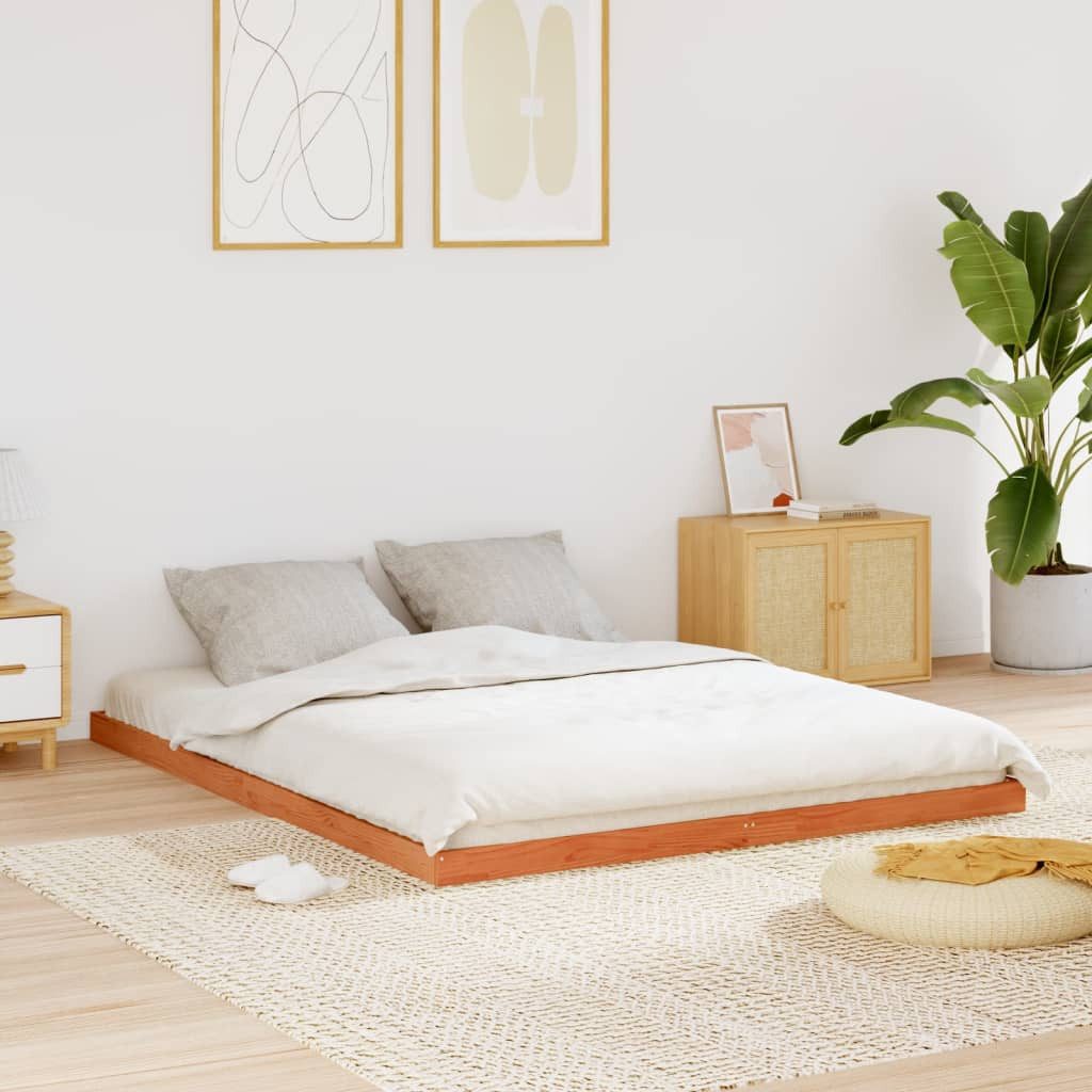 vidaXL Bett, Massivholzbett Wachsbraun 150x200 cm Kiefer günstig online kaufen
