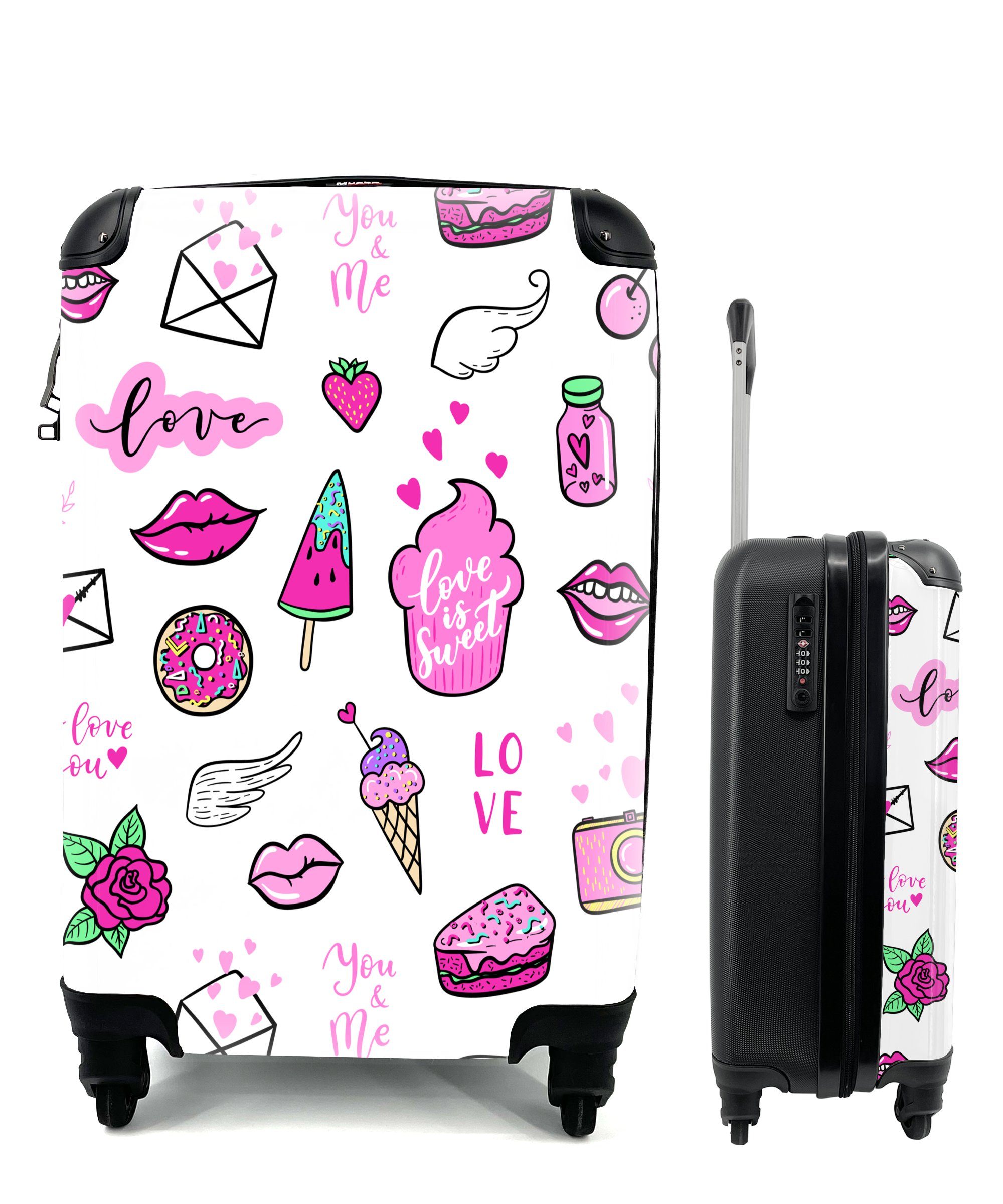 Liebe Handgepäck - - - - - Ferien, 4 mit - Reisekoffer Mädchen Reisetasche Kinder Mädchen - Kind Eis Trolley, Muster MuchoWow rollen, Kind, Handgepäckkoffer für Rollen,