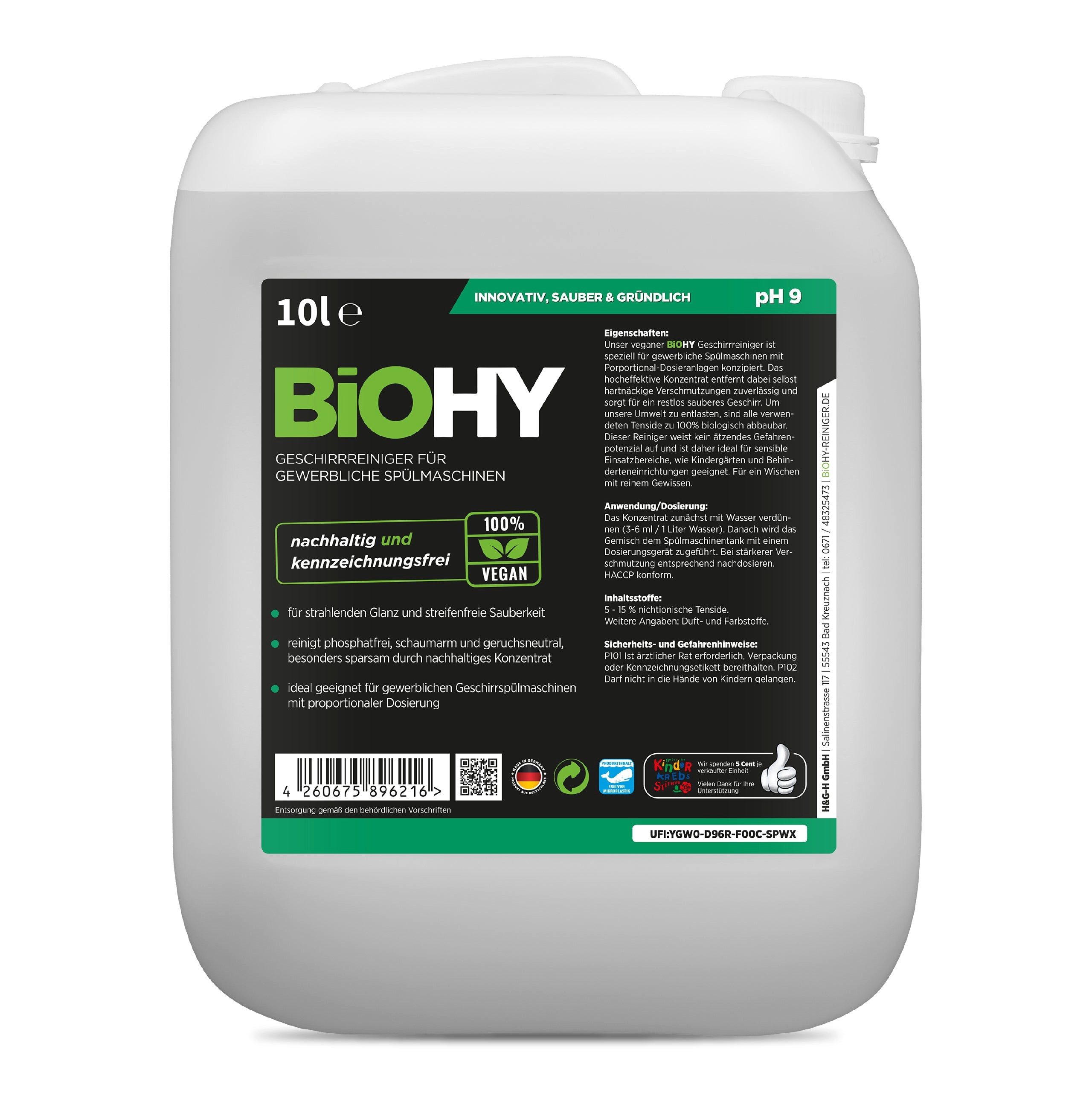 BiOHY Geschirrreiniger 1 x 10 Liter Kanister Geschirrspülmittel (1-St)