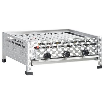 vidaXL Holzkohlegrill Gastro-Gasgrill BBQ Bräter 3 Brenner Edelstahl