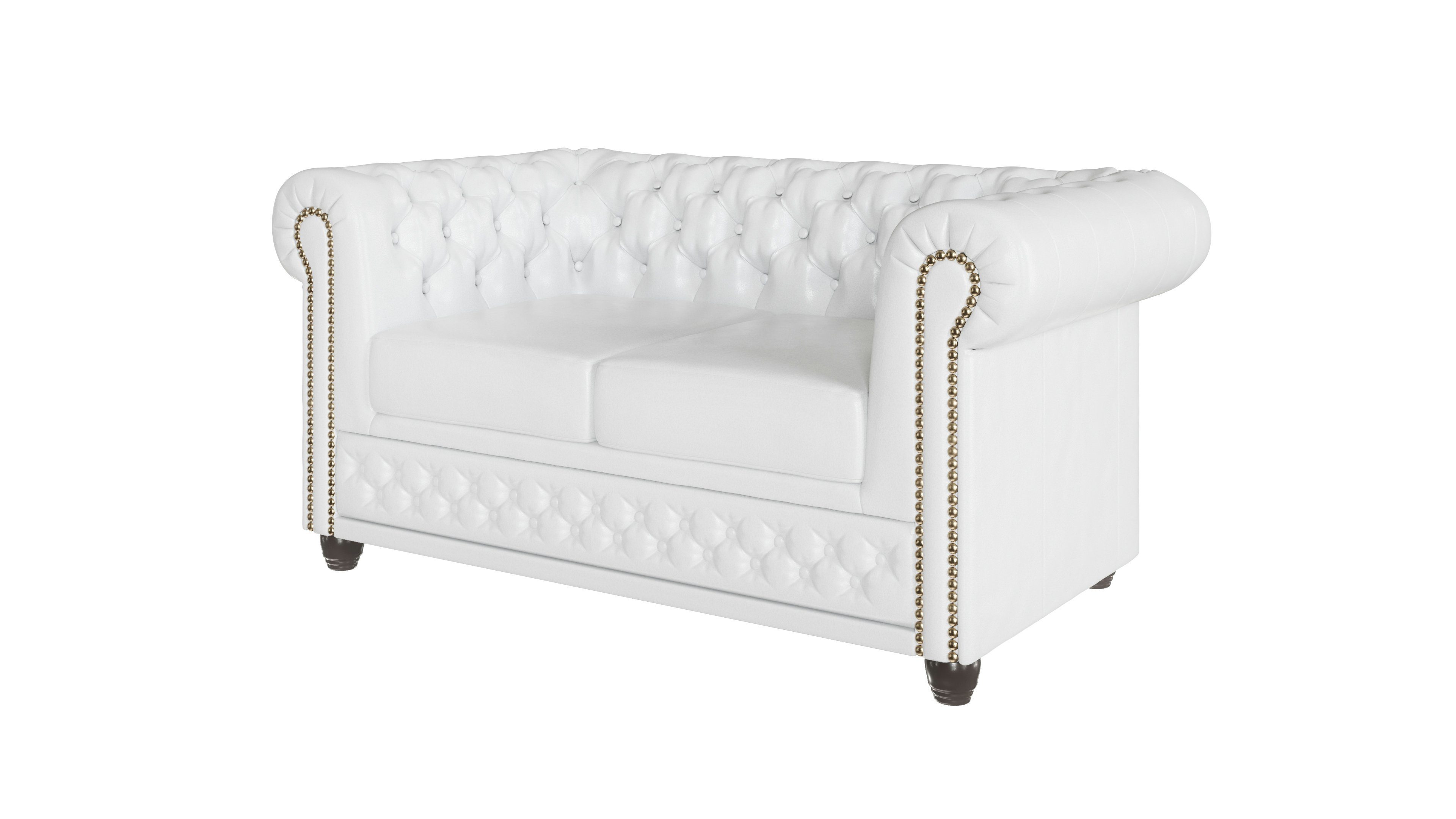 S-Style Möbel Chesterfield-Sofa Jeff 2-Sitzer mit Schlaffunktion aus vegane günstig online kaufen