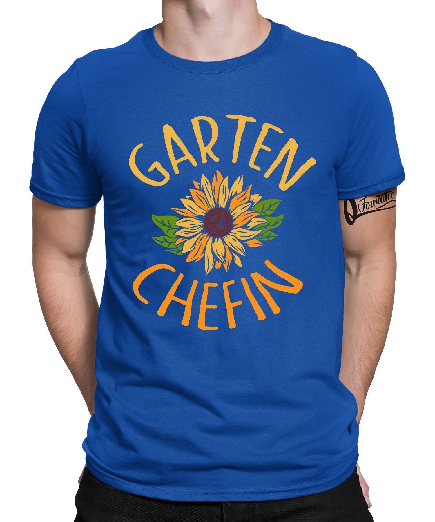 Quattro Formatee Kurzarmshirt Garten Chefin - Gemüse Gärtner Hobbygärtner Herren T-Shirt (1-tlg) Blau