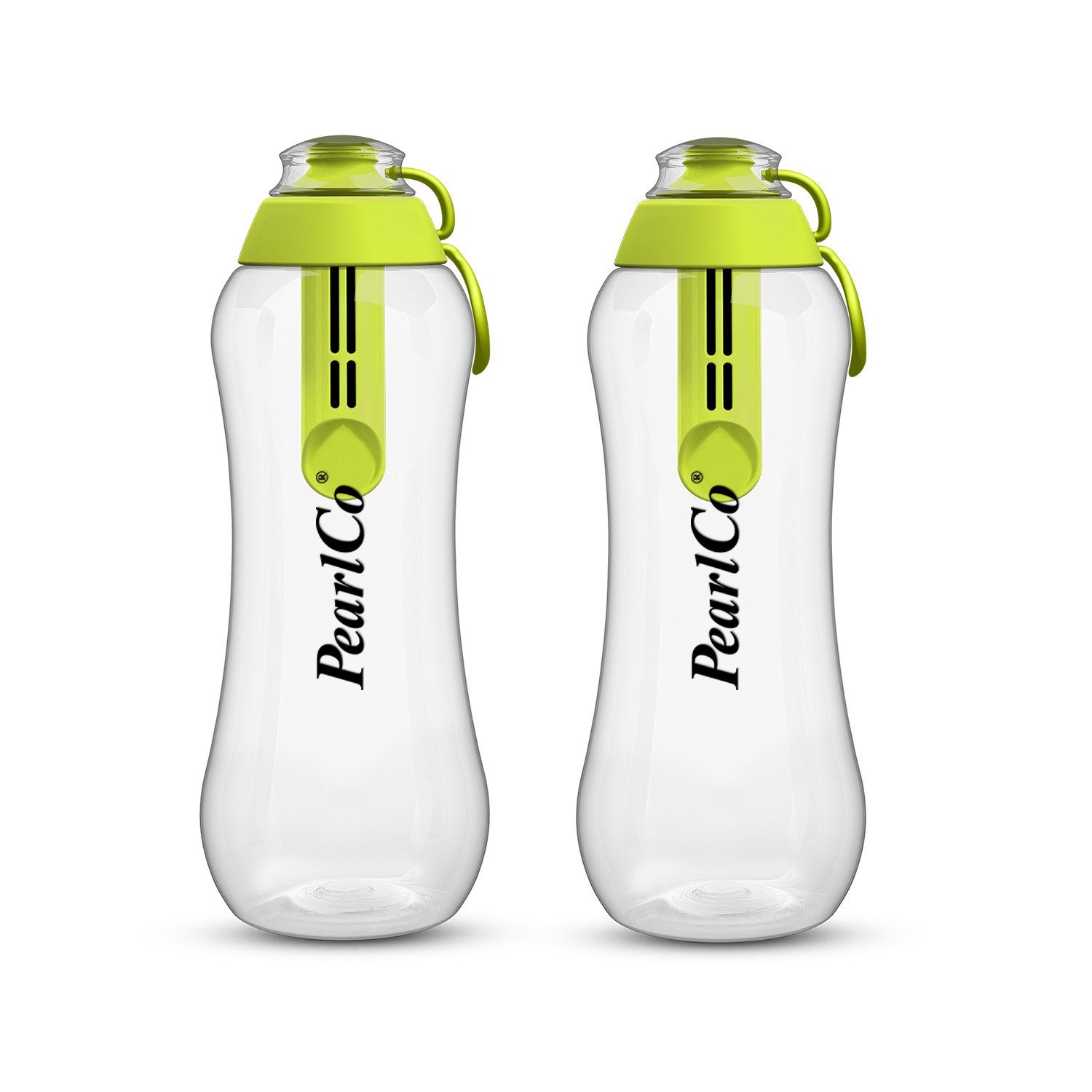 PearlCo Trinkflasche Zwei Trinkflaschen mit Filter 0,7 Liter grün