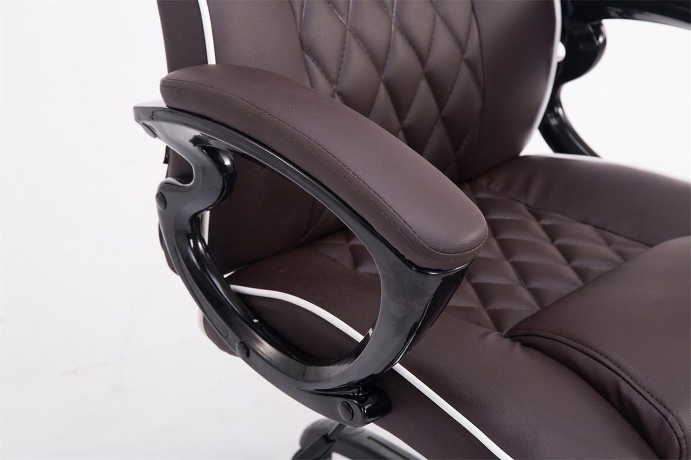 Sitzfläche: TPFLiving - Chefsessel, Gestell: Kunstleder bequemer Drehstuhl, mit Kunststoff geformter braun ergonomisch schwarz Rückenlehne XXL), Bürostuhl (Schreibtischstuhl, Bigo Bürostuhl