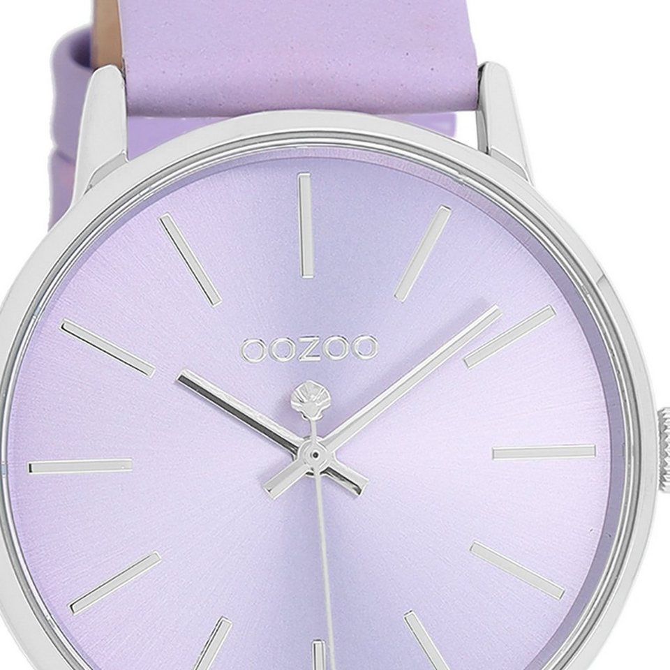 OOZOO Quarzuhr Oozoo Damen Armbanduhr Timepieces Analog, Damenuhr rund,  mittel (ca. 36mm) Lederarmband, Fashion-Style