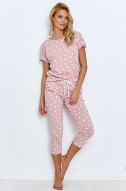 Mademoiselle Sommeil Capri-Pyjama 3/4-Schlafanzug in altrosa mit Punkten (2 tlg., 1 Stück)
