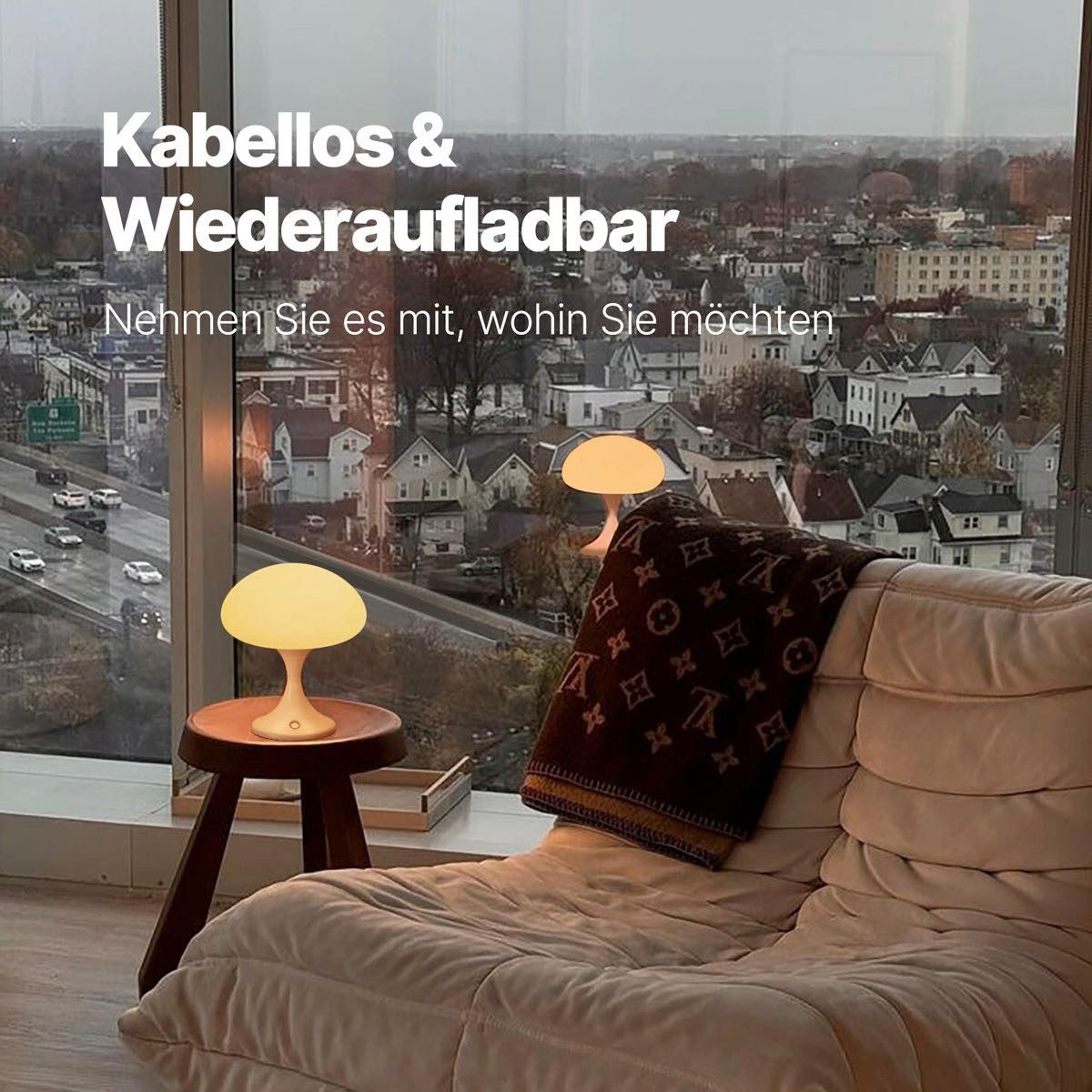 EVERY LED Tischleuchte Nachttischlampe LED Pilzlampe Touch Dimmbar 3 Farbtemperaturen, LED fest integriert, Warm (2700K), Neutral (4000K), Kalt (5000K), Stufenlose Dimmung, Sanftes Licht für Lesen, Arbeiten und entspannen