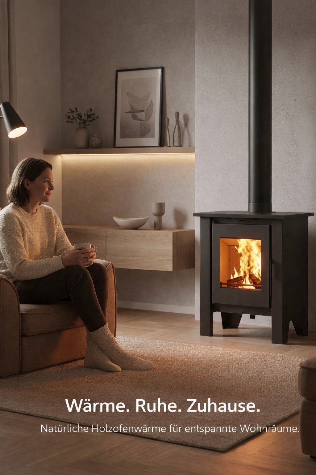 NEMAXX Holzpellets H8 Belüfteter Holzofen Schwarz 7,6 kW 50–90 m² Warmluftgebläse, 1 kg, (Tangentiallüfter 2–stufig–Primär-/Sekundärluft–EEK A–76 %–Ø 150 mm), Vermiculite-Auskleidung – Keramikglas 850 °C