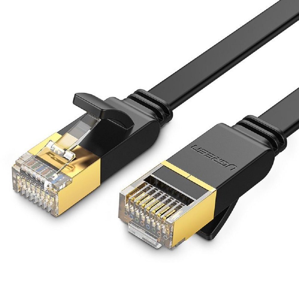 UGREEN Flachkabel Internet Netzwerkkabel Ethernet Patchkabel RJ45 Cat 7 STP  LAN, 3/5/10 Meter schwarz LAN-Kabel, (300 cm)