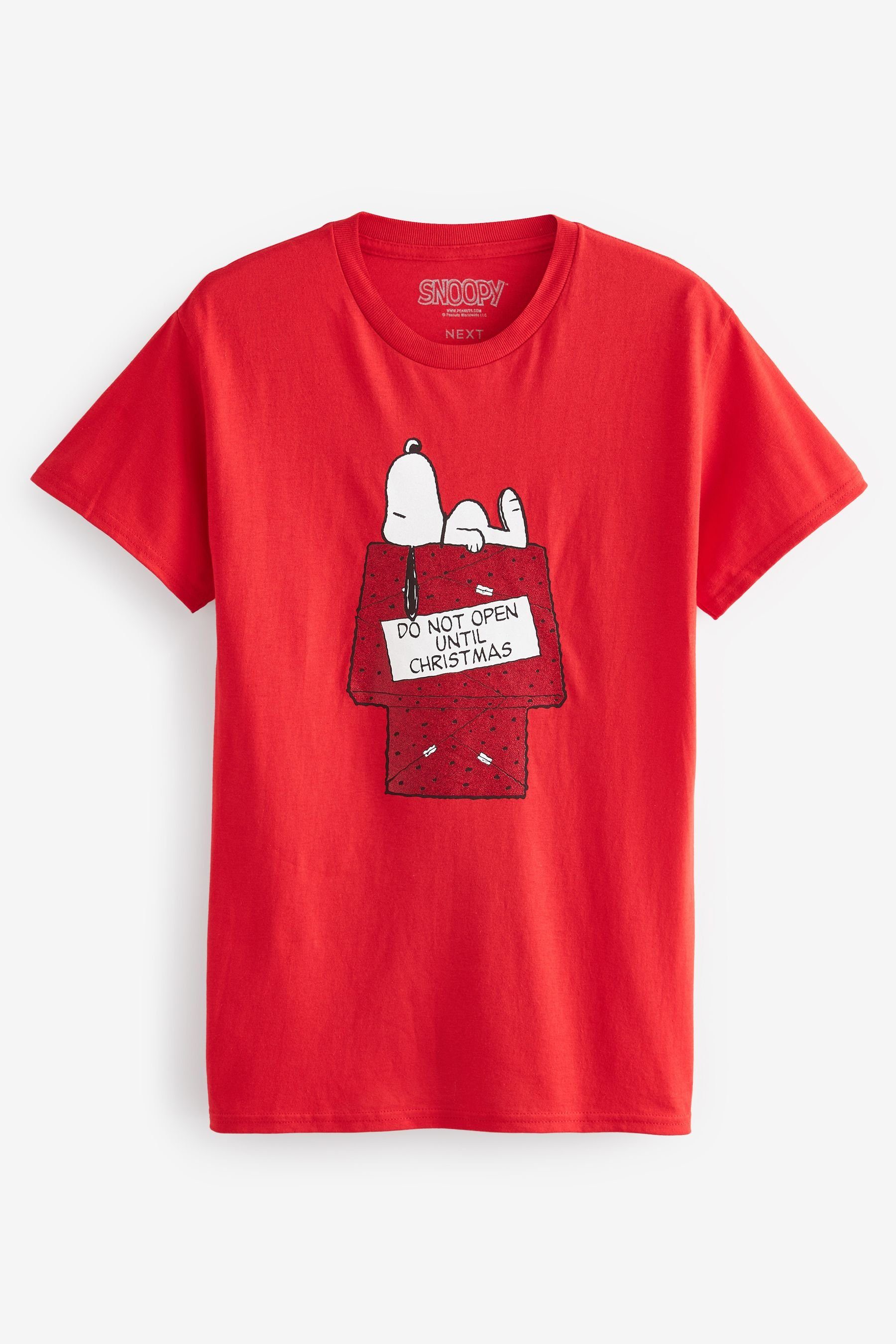Next Print-Shirt Kurzärmliges Weihnachtsshirt mit Snoopy (1-tlg)