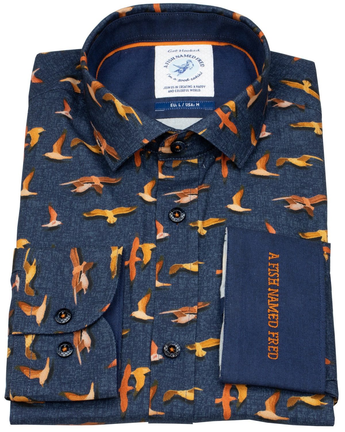 A Fish named Fred Langarmhemd leicht tailliert Kentkragen