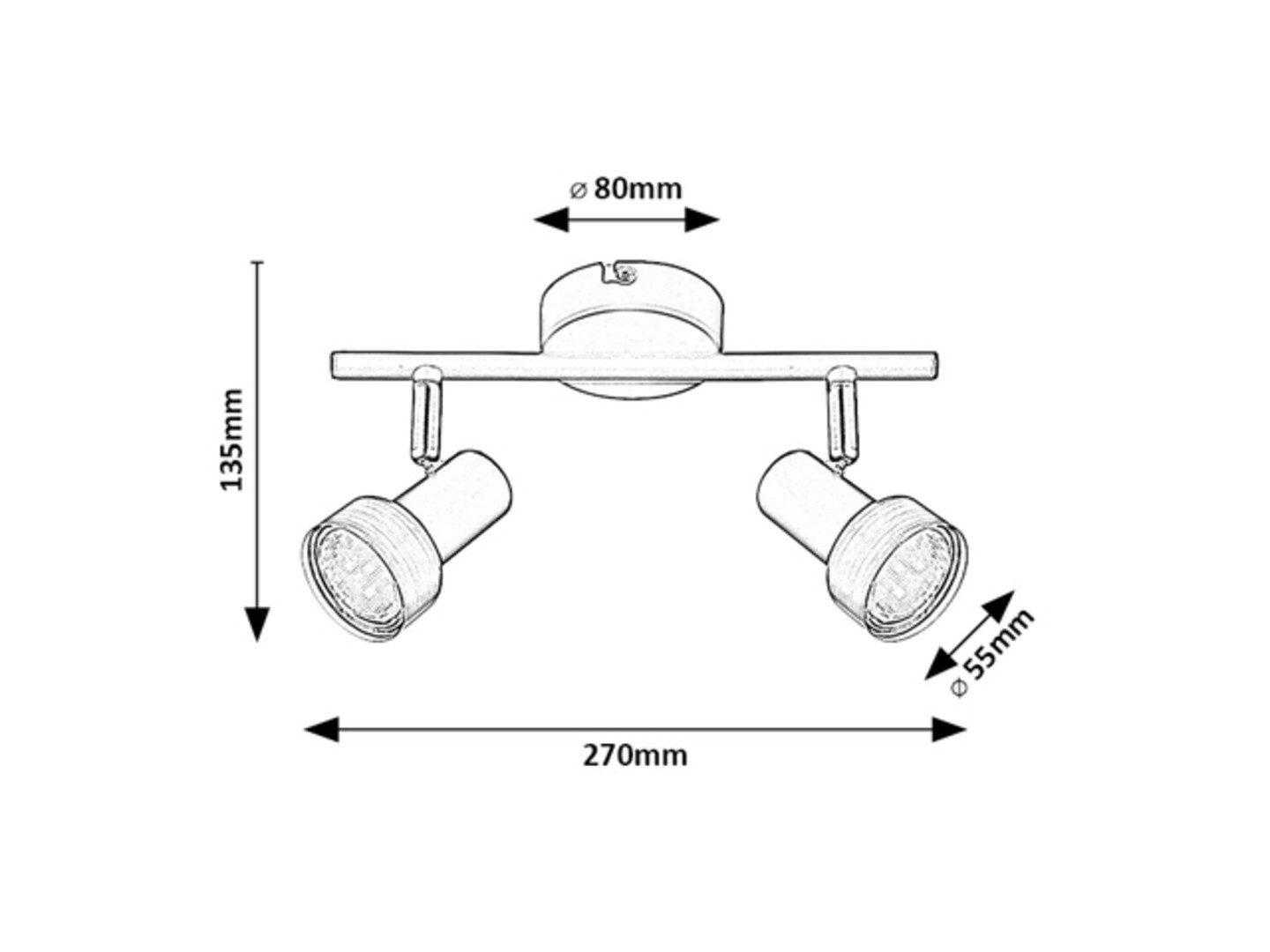 Rabalux LED Deckenspots "Konrad" 2-flammig, Metall, silber, rund, GU10, ø55mm