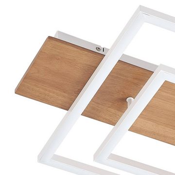 Lucande Deckenleuchten Chariska, dimmbar, LED-Leuchtmittel fest verbaut, Farbwechsel warmweiß / tageslicht, Modern, Holz, Aluminium, Eisen, holz dunkel, weiß, 1 flammig, inkl.