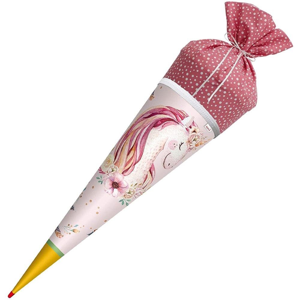 Roth Schultüte Lieblingsstück Einhornträume, 70 cm, rund, mit Stoffverschluss, Spitze