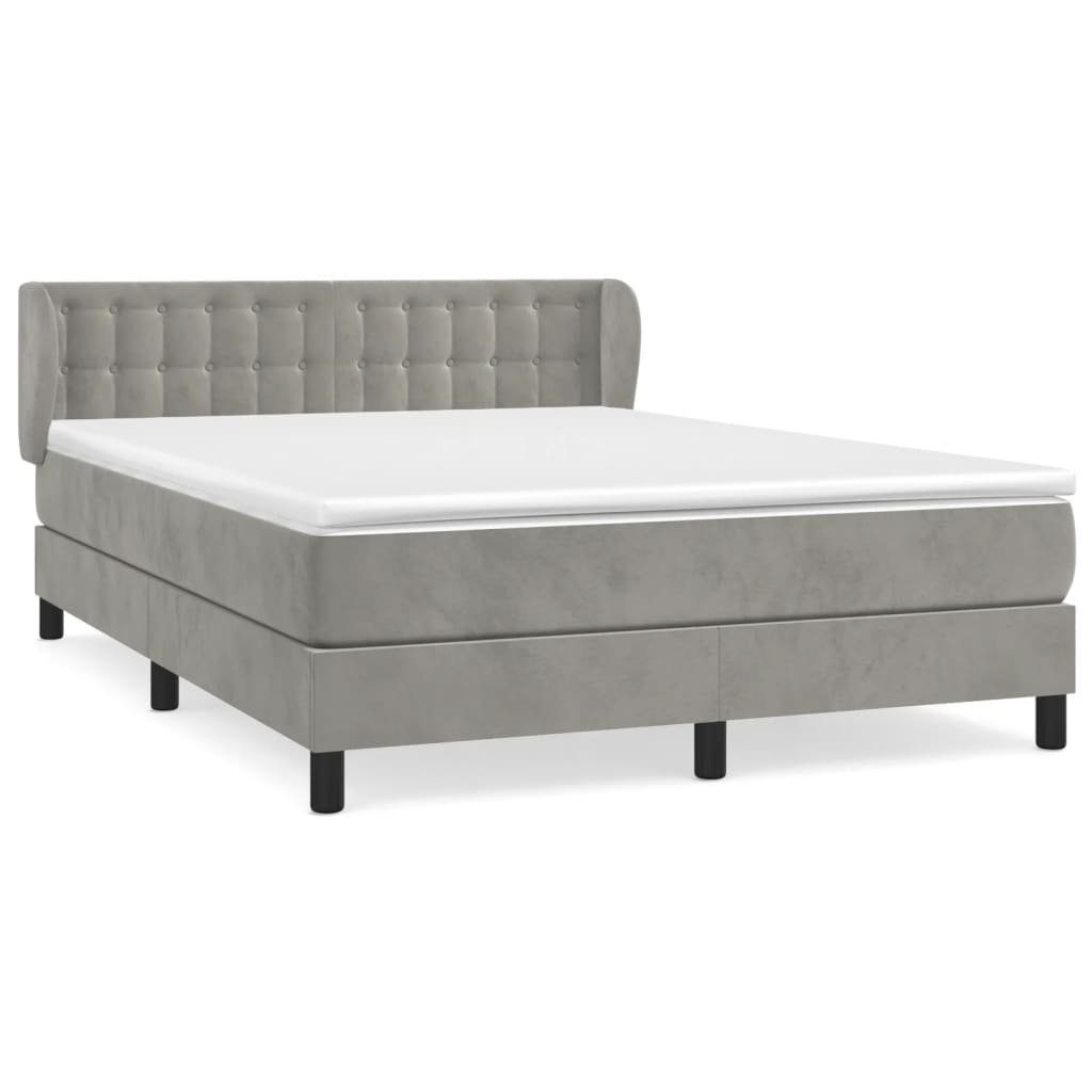 Boxspringbett 140 x 200 cm Boxspringbett mit Matratze Hellgrau 140x200 cm Samt Bett
