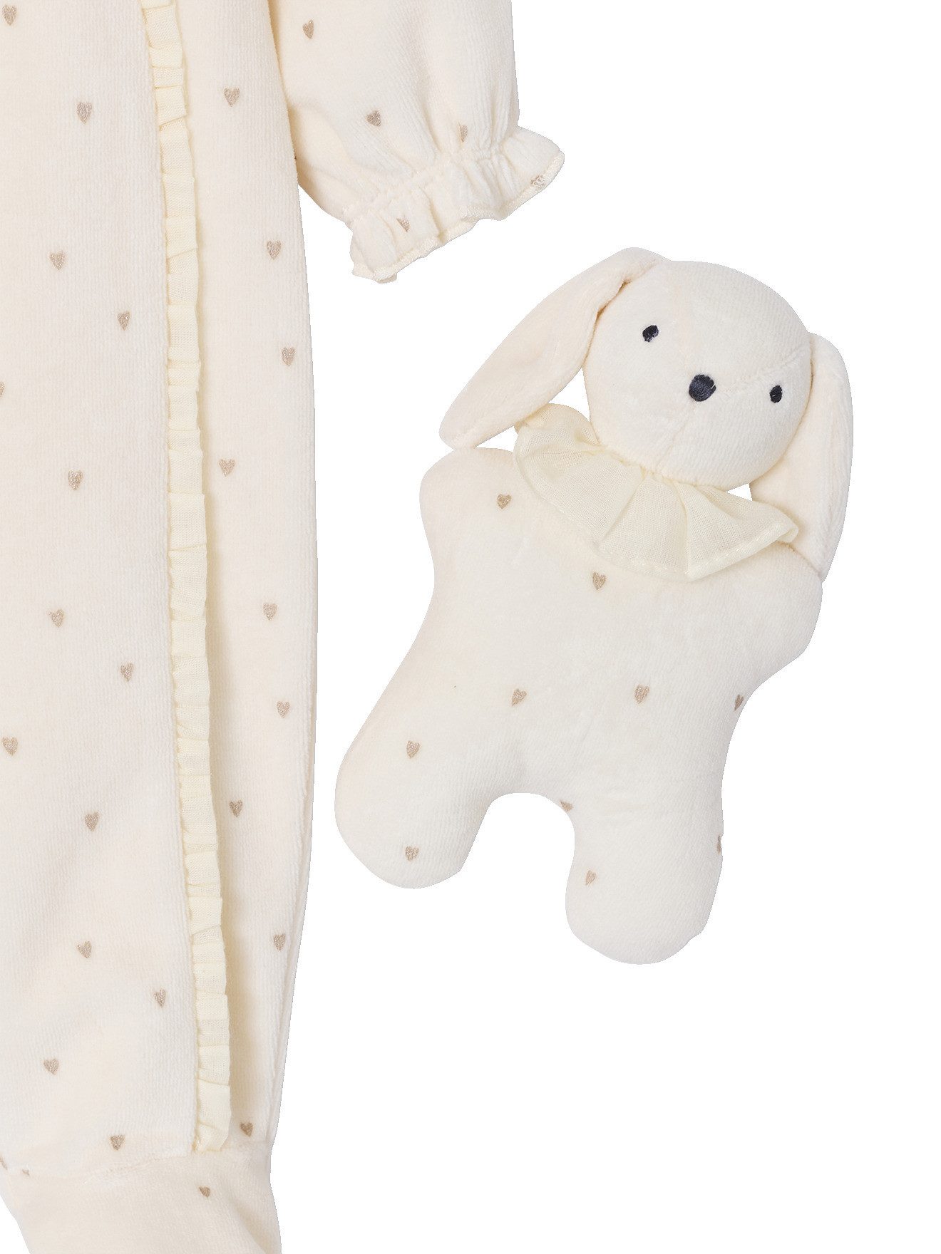 vertbaudet Schlafoverall Baby Schlafanzug und Kuscheltier-Set aus Samt