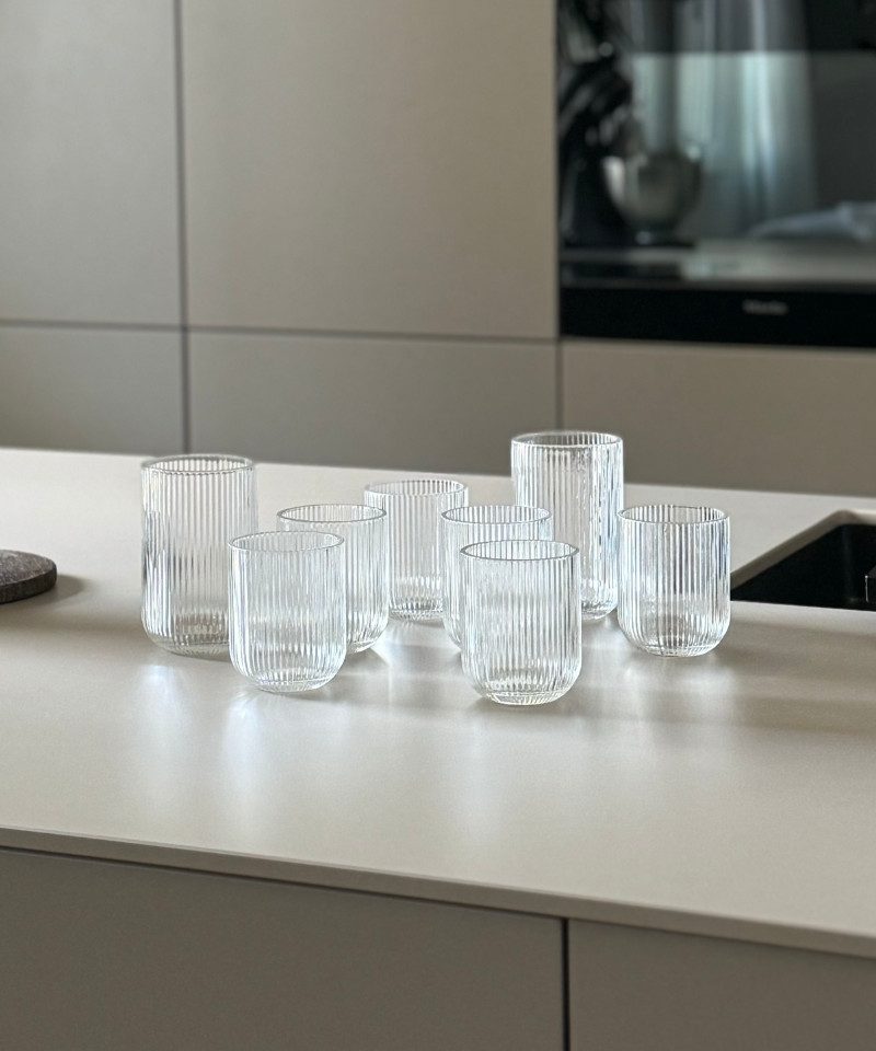 Zoha Gläser-Set Relief Crystal Glas Set - Latte Macchiato Tee Softdrink, 12-tlg., Glas, Hitzebeständig - verschiedene Größen