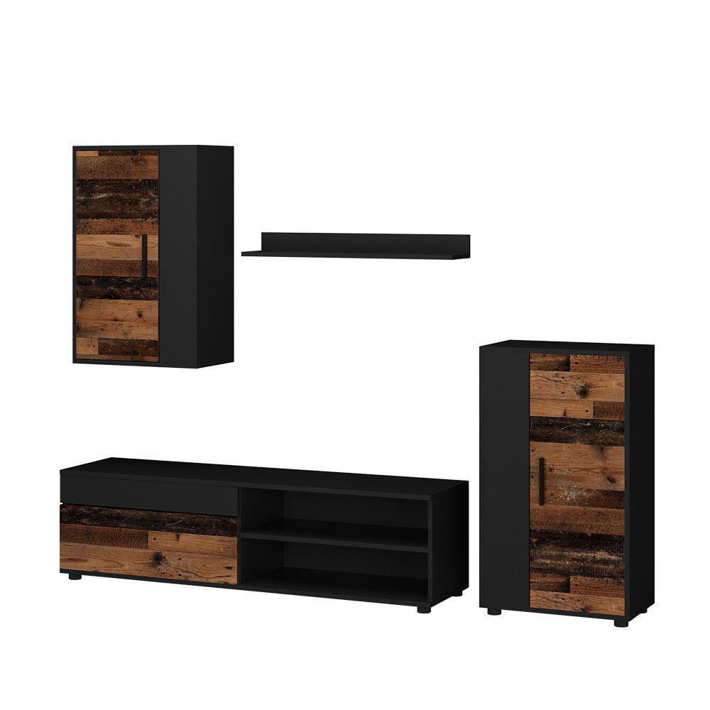 Vicco Wohnwand Berno, Braun/Anthrazit, 4-teiliges Set günstig online kaufen