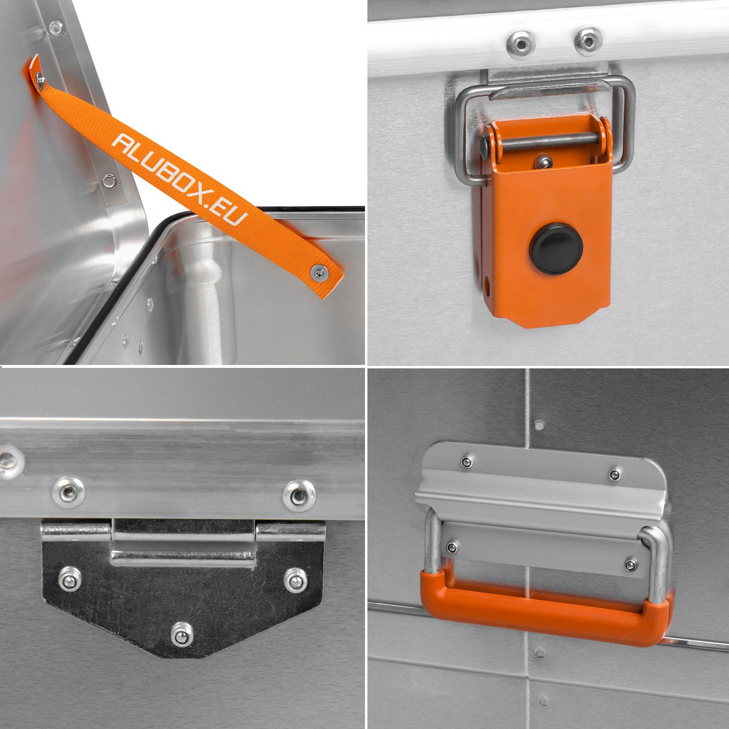 ALUBOX Aufbewahrungsbox Alukiste mit Deckel Universal Transportbox (29 Liter), umlaufende Gummidichtung - selbsteinklappende Federgriffe
