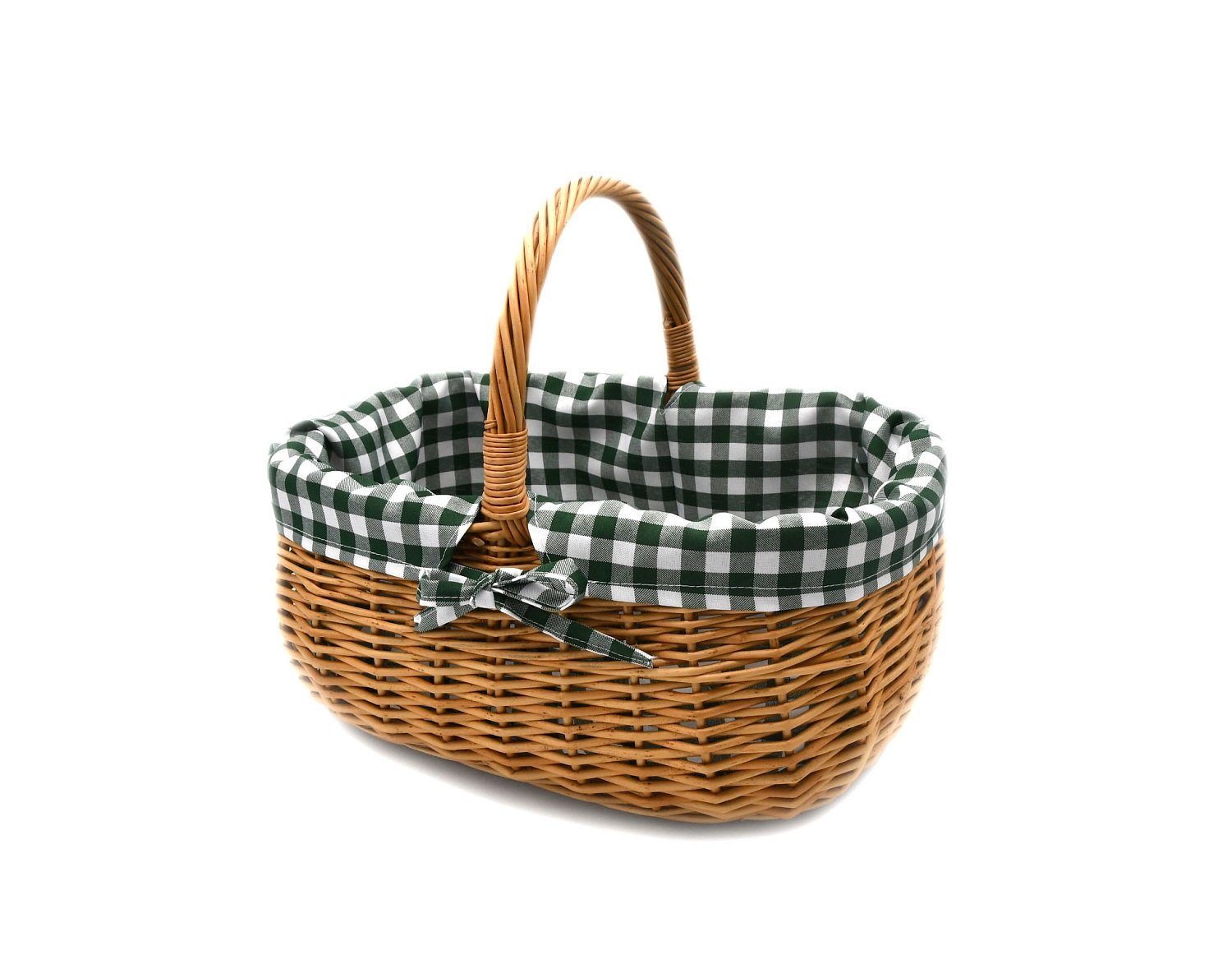 MyBer® Einkaufskorb Weidenkorb Korb Vollweide 33/23/13 (27cm mit Henkel). Handarbeit, Stabiler Tragekorb aus Weide braun.