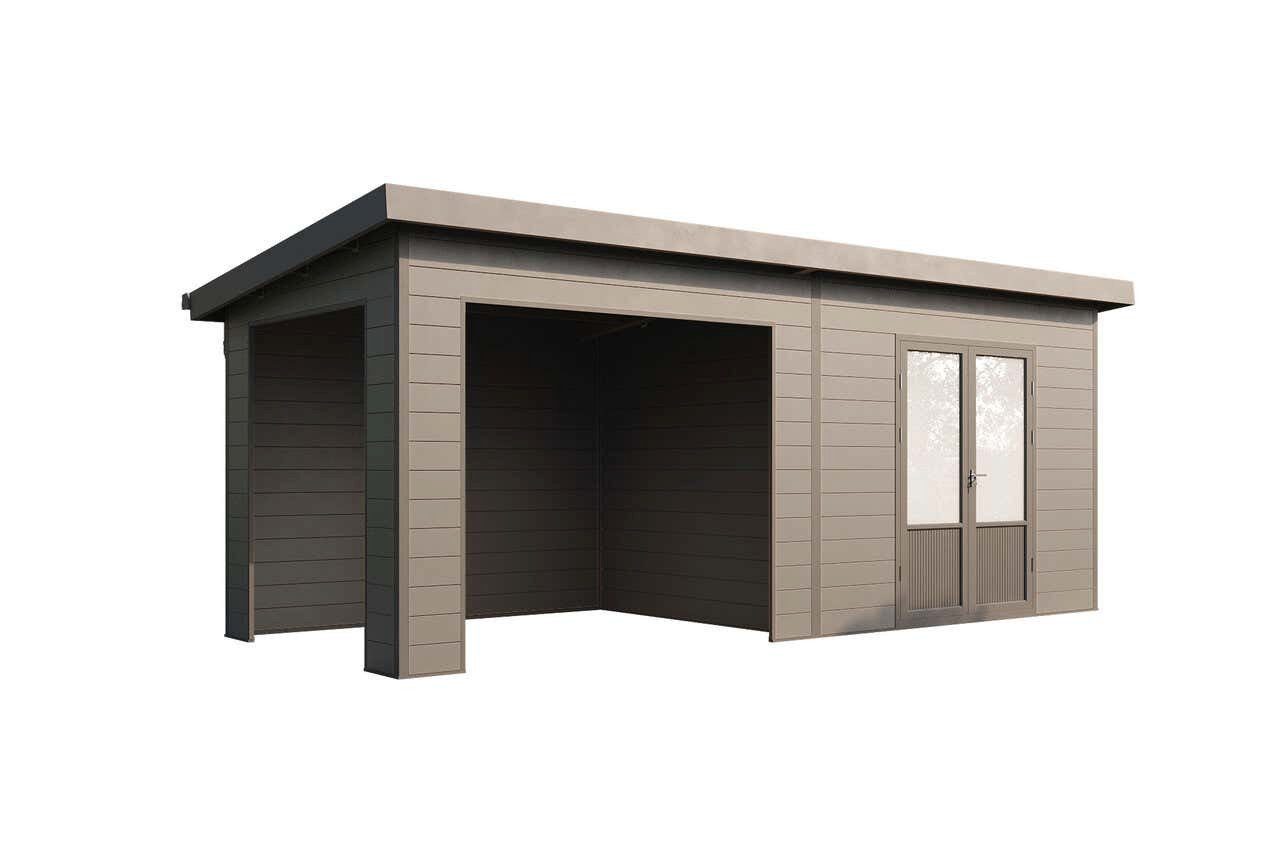 Finnhaus Wolff Gerätehaus Holz WPC Tona 6024 28 Anthrazit, BxT: 594x277 cm, in Naturbelassen mit 28mm Wandstärke