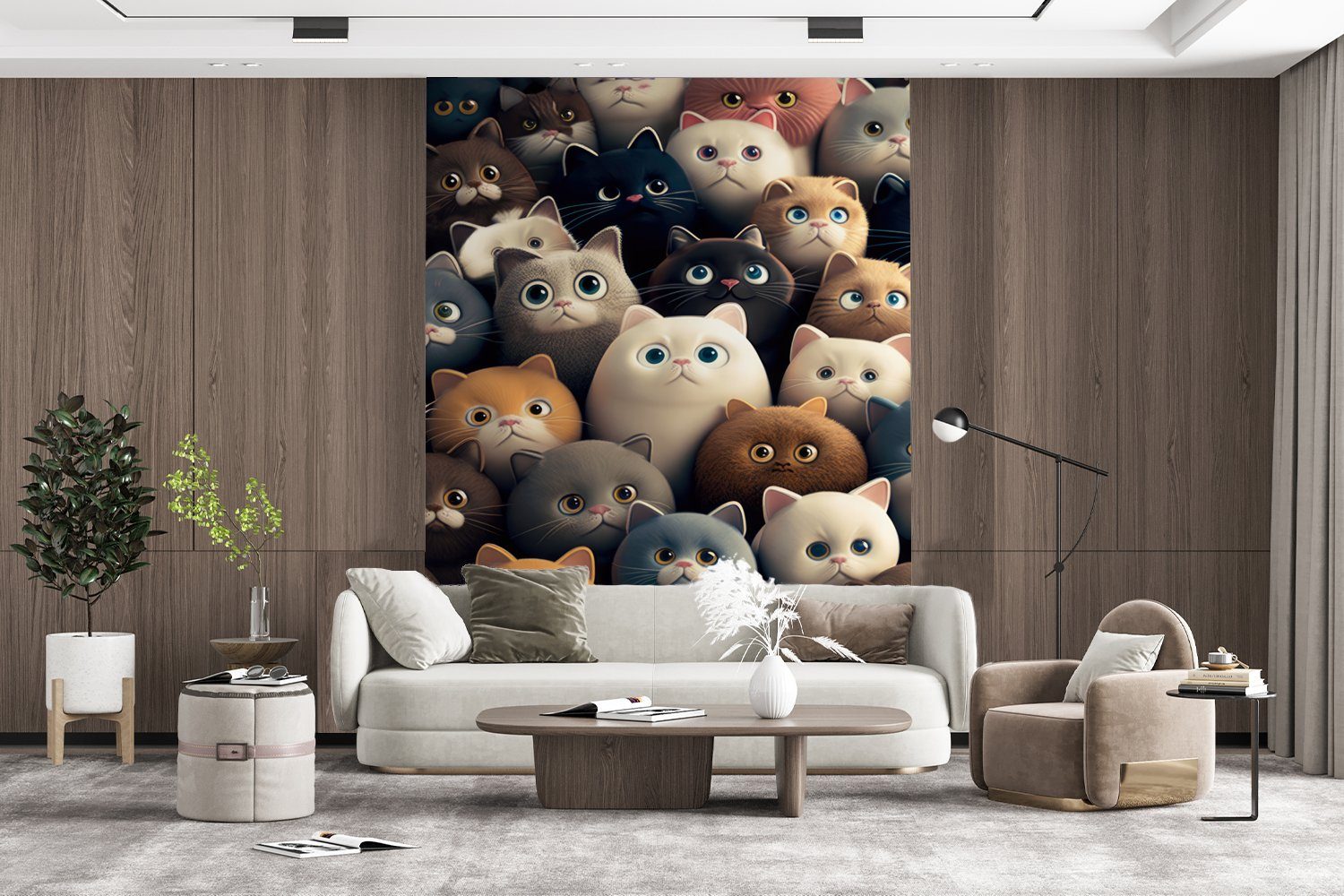 MuchoWow Fototapete Katzen - Jungen, - - - Tapete Tiere Wohnzimmer, Matt, Wandtapete für Vinyl - (4 bedruckt, Katze St), Mädchen Montagefertig Design