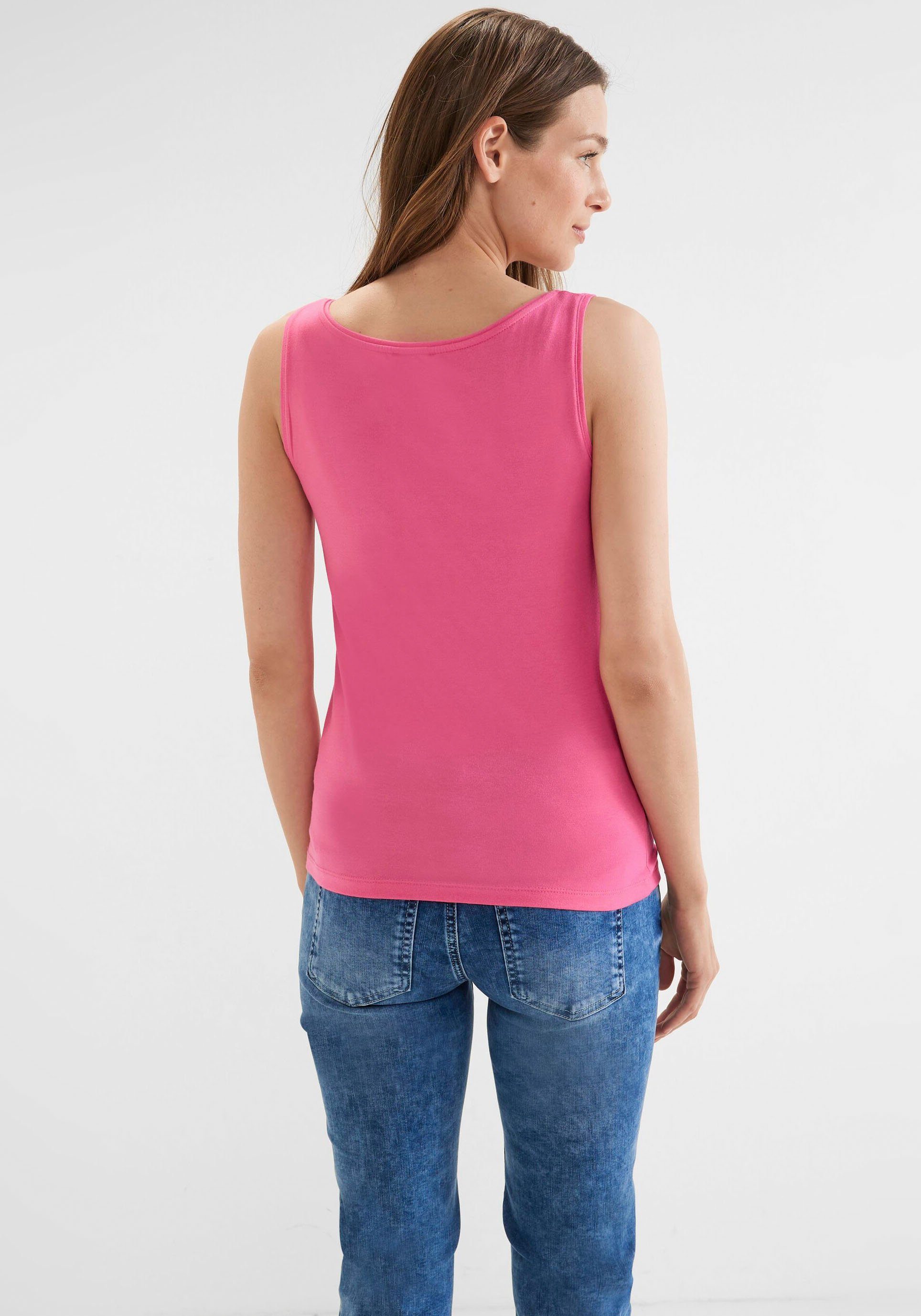 STREET ONE Tanktop Top in Rundhalsausschnitt Style rose Anni mit berry Unifarbe