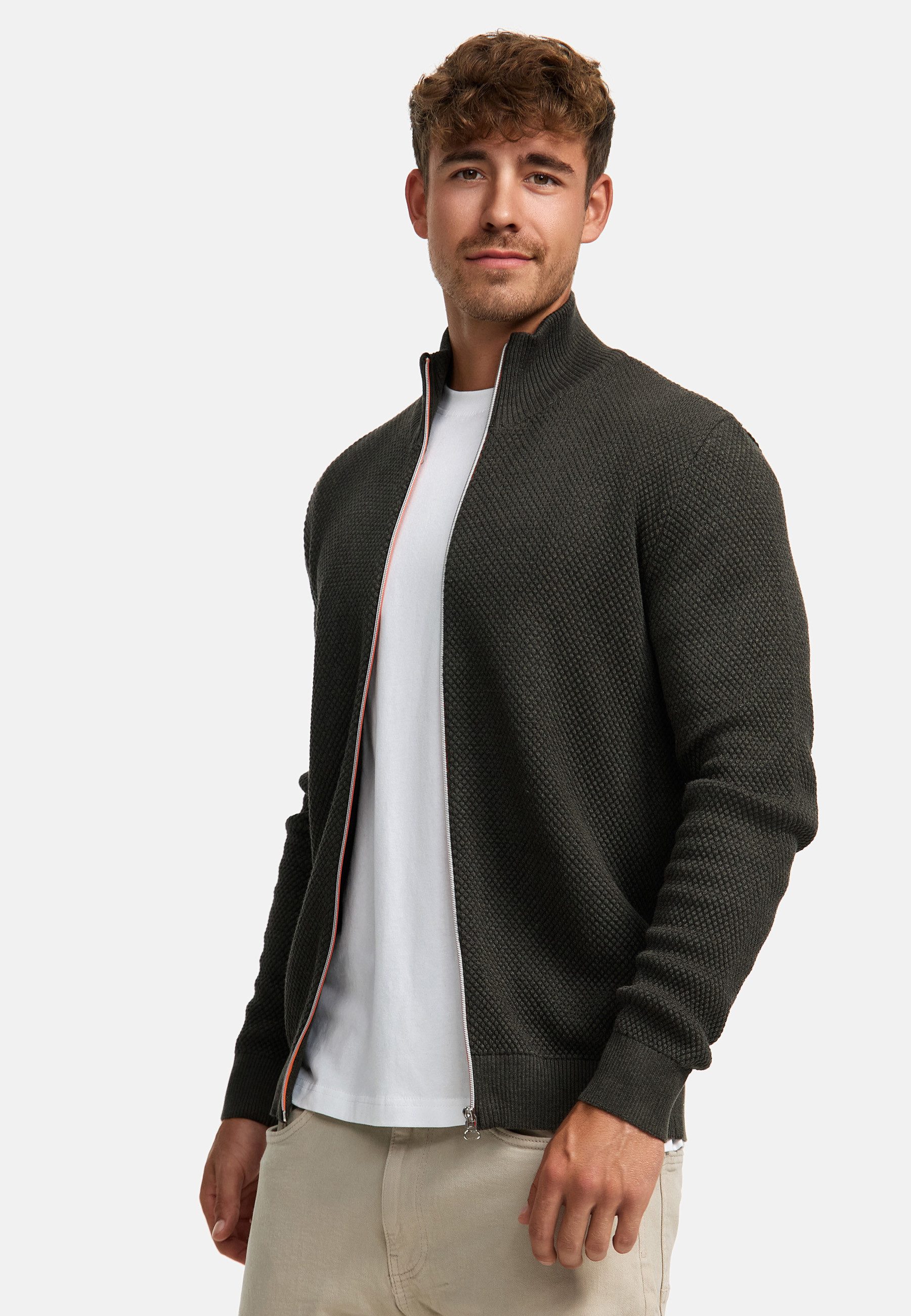 Kronstadt Strickjacke Herren KSErik Herrenstrickjacke Feinstrickjacke mit Stehkragen