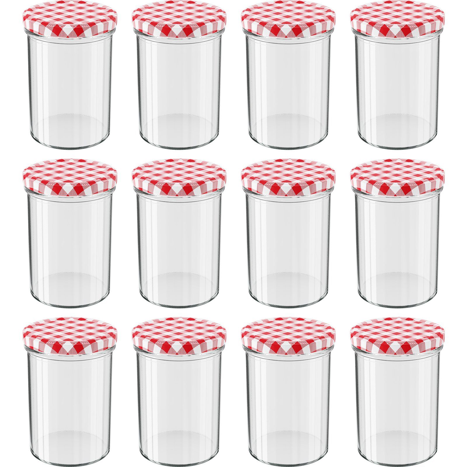 Vorratsglas Einmachgläser Schraubdeckel rot kariert - 435 ml