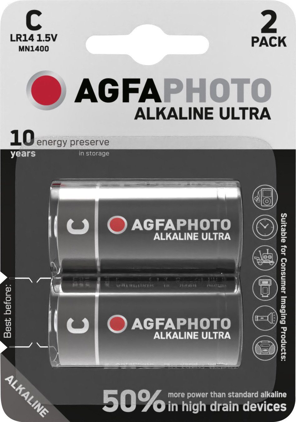 AgfaPhoto Agfaphoto Batterie Alkaline, Baby, C, LR14, 1.5V Ultra, Retail Bliste Batterie