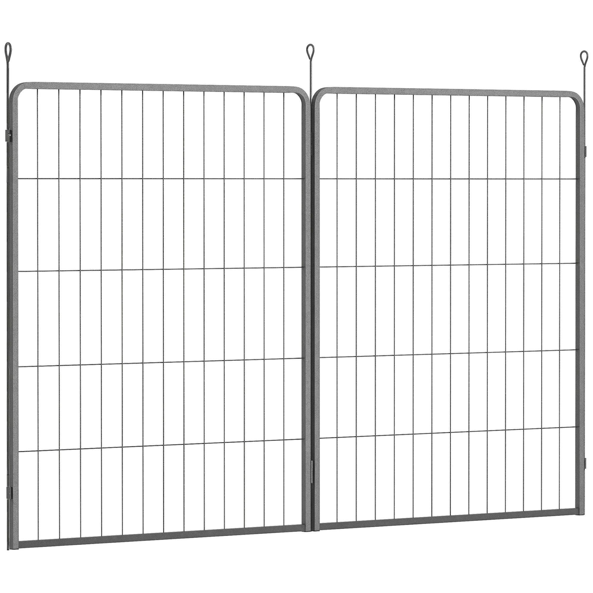 PawHut Freigehege 80 x 100 cm Welpenzaun aus Stahl, Welpenzaun aus Stahl, Grau