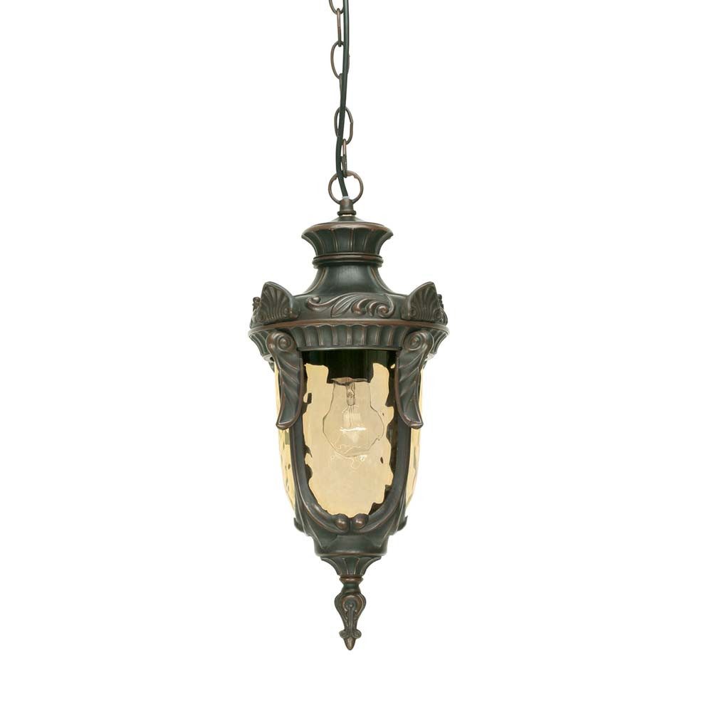 Elstead LIGHTING Außen-Deckenleuchte, Leuchtmittel nicht inklusive, Außenleuchte Kettenlaterne Hängelampe mundgeblasenes Glas Altbronze D