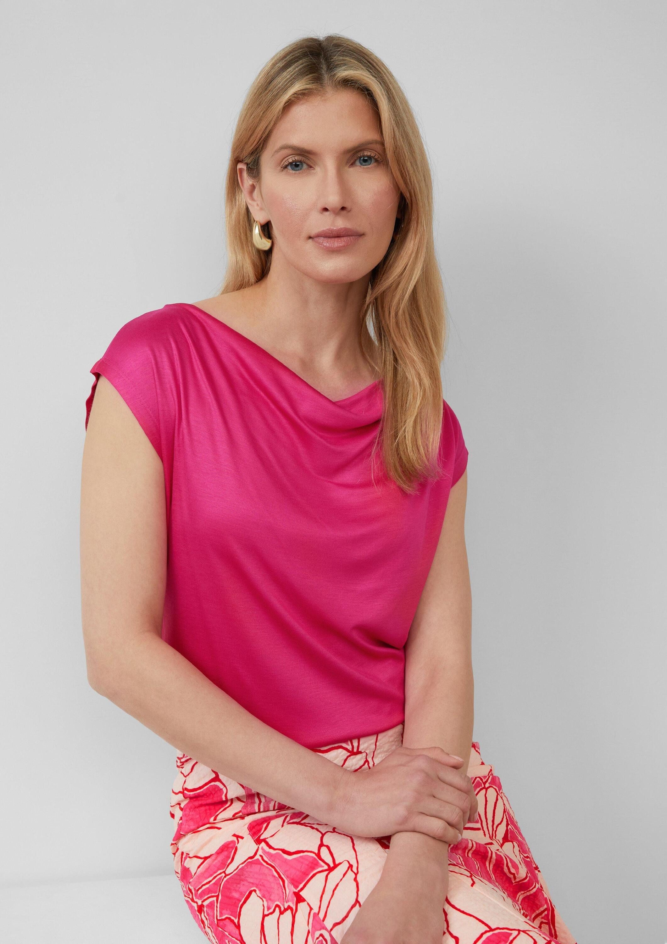 s.Oliver Kurzarmshirt T-Shirt T-Shirt mit Wasserfall-Ausschnitt günstig online kaufen